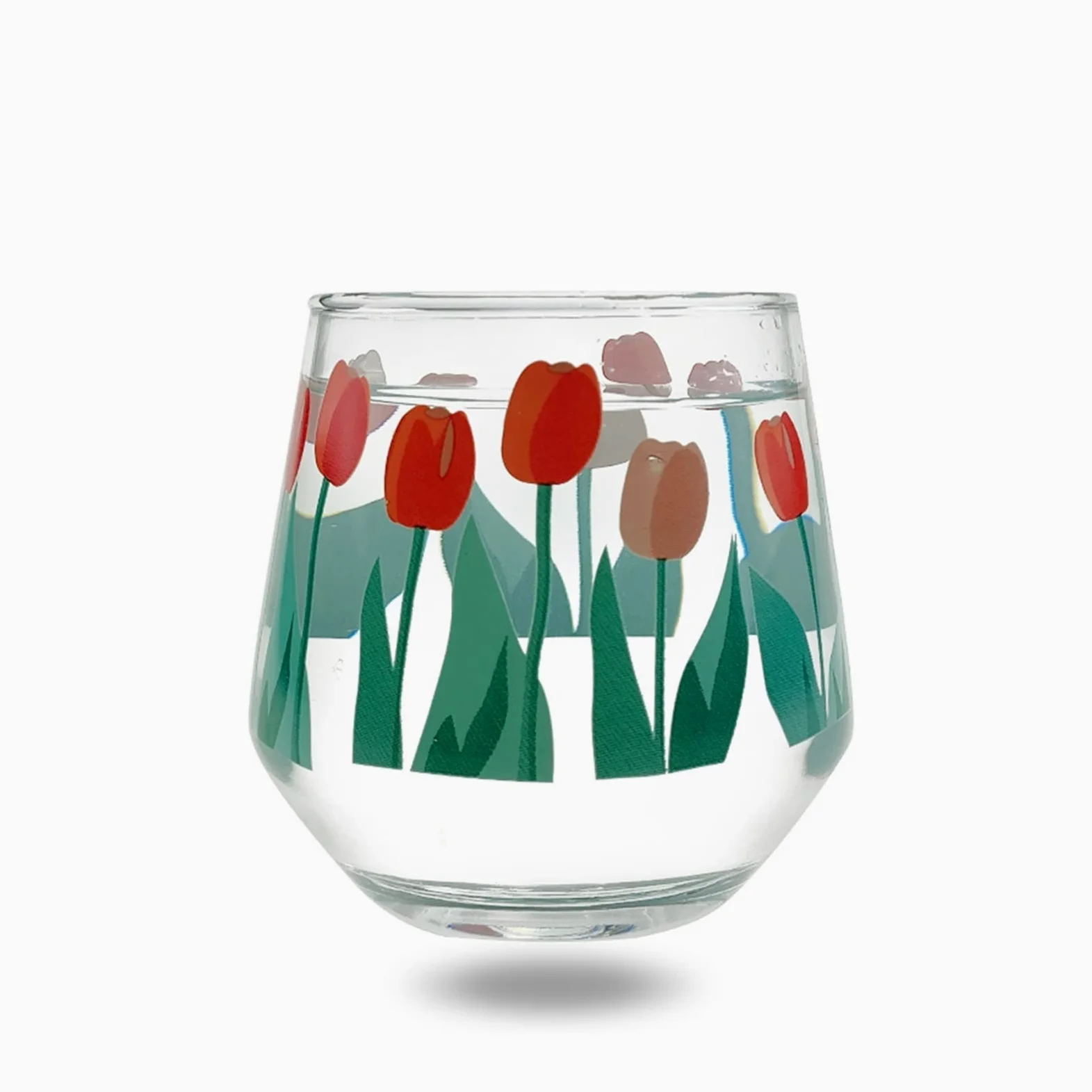 Verres à Eau Verres à Boire Mignons Coupe à Eau Verre à Boire à Motif Tulipe Verre Vibrant pour Le café en Famille ou Les Boissons Froides Tasses en Verre (Couleur : Shot) (Shot)