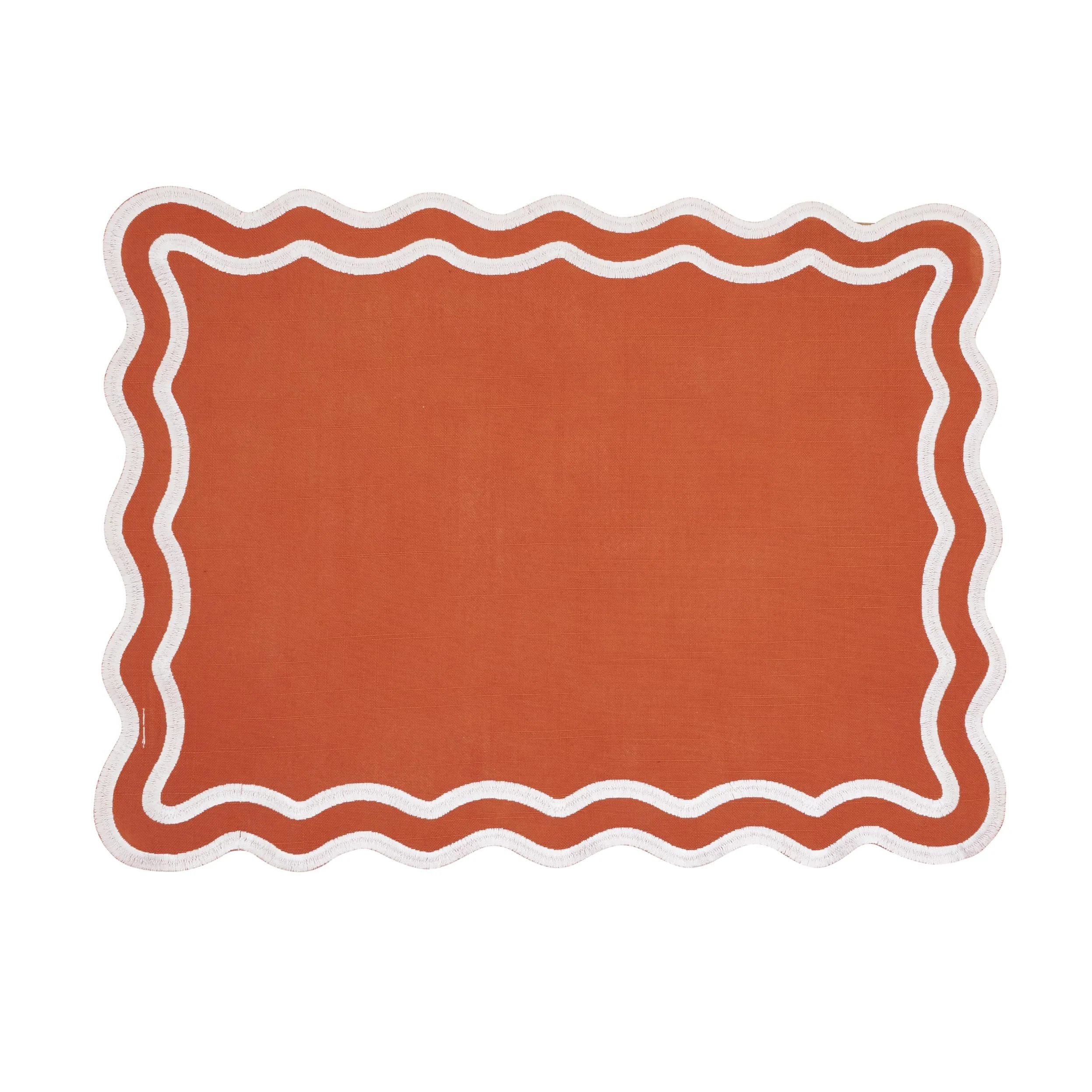 SARO Lifestyle Lot de 4 Sets de Table brodés festonnés – Sets de Table décoratifs en Coton pour Salle à Manger Quotidienne, Divertissement décontracté et Style de Table superposé, 35,6 x 50,8 cm