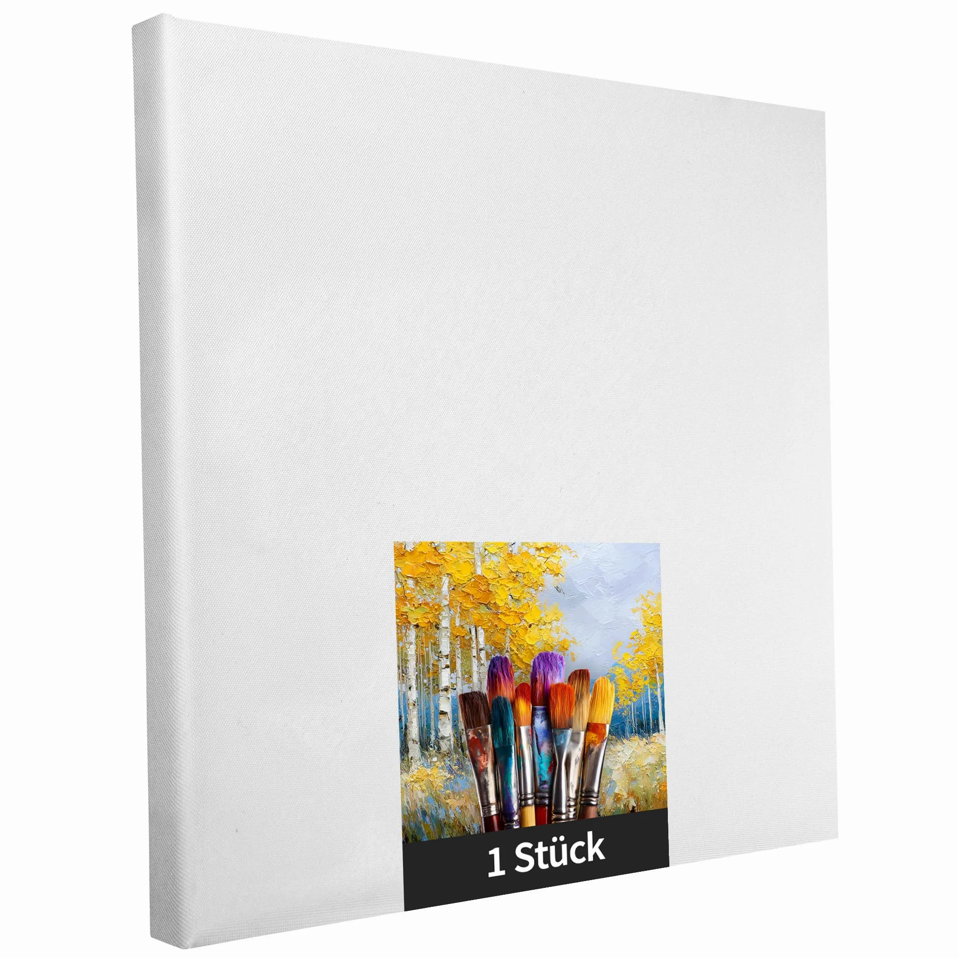 Ensemble de châssis en 1 pièce de 90 x 90 cm Toile d'art blanche en polyester à peindre, prête à l'emploi, convient pour les peintures acryliques ou les peintures textiles, fournitures de projet de