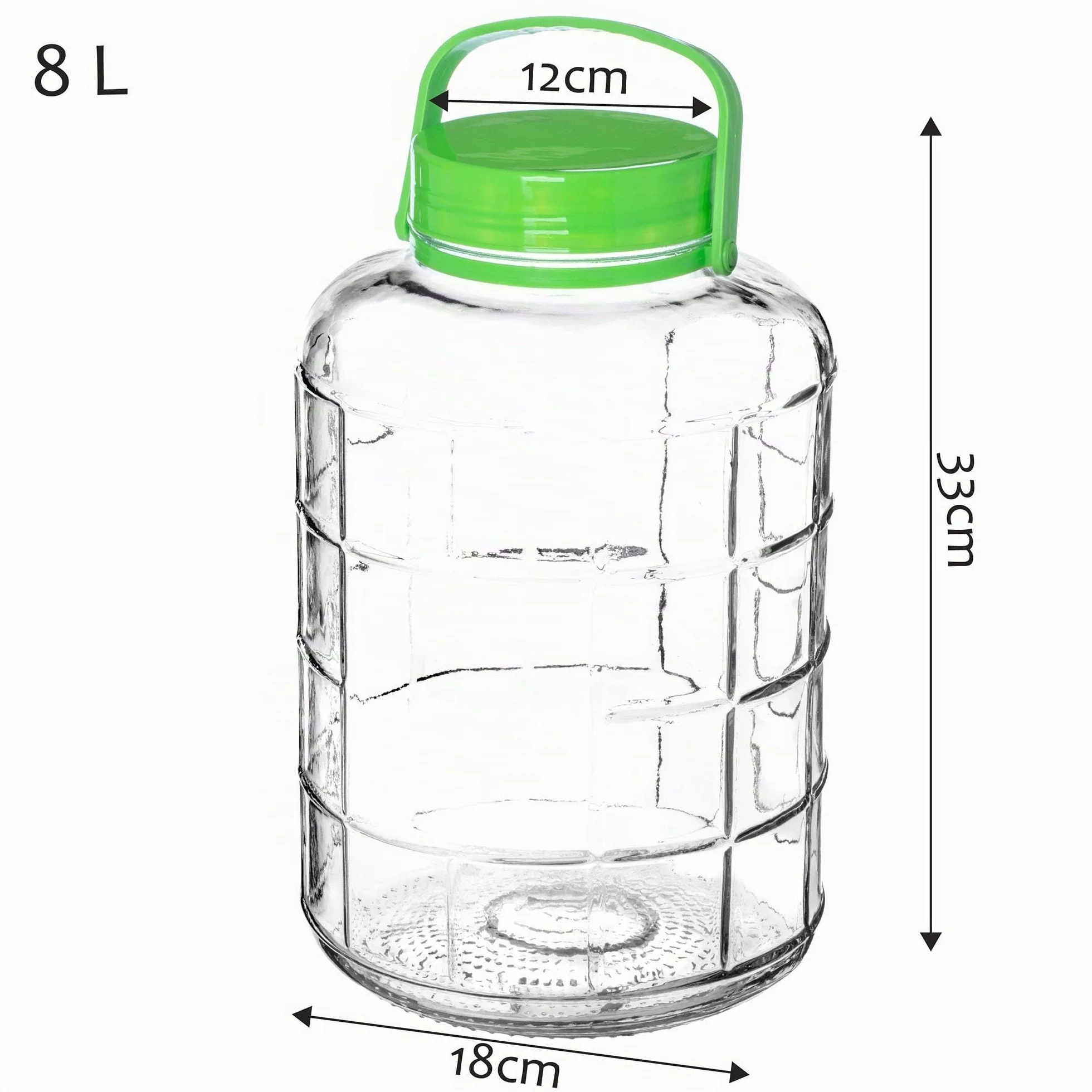 KADAX Grand Bocal de Fermentation en Verre, Récipient de Conservation avec Couvercle Hermétique, Idéal pour la Préparation de Cornichons et Choucroute (8 L)