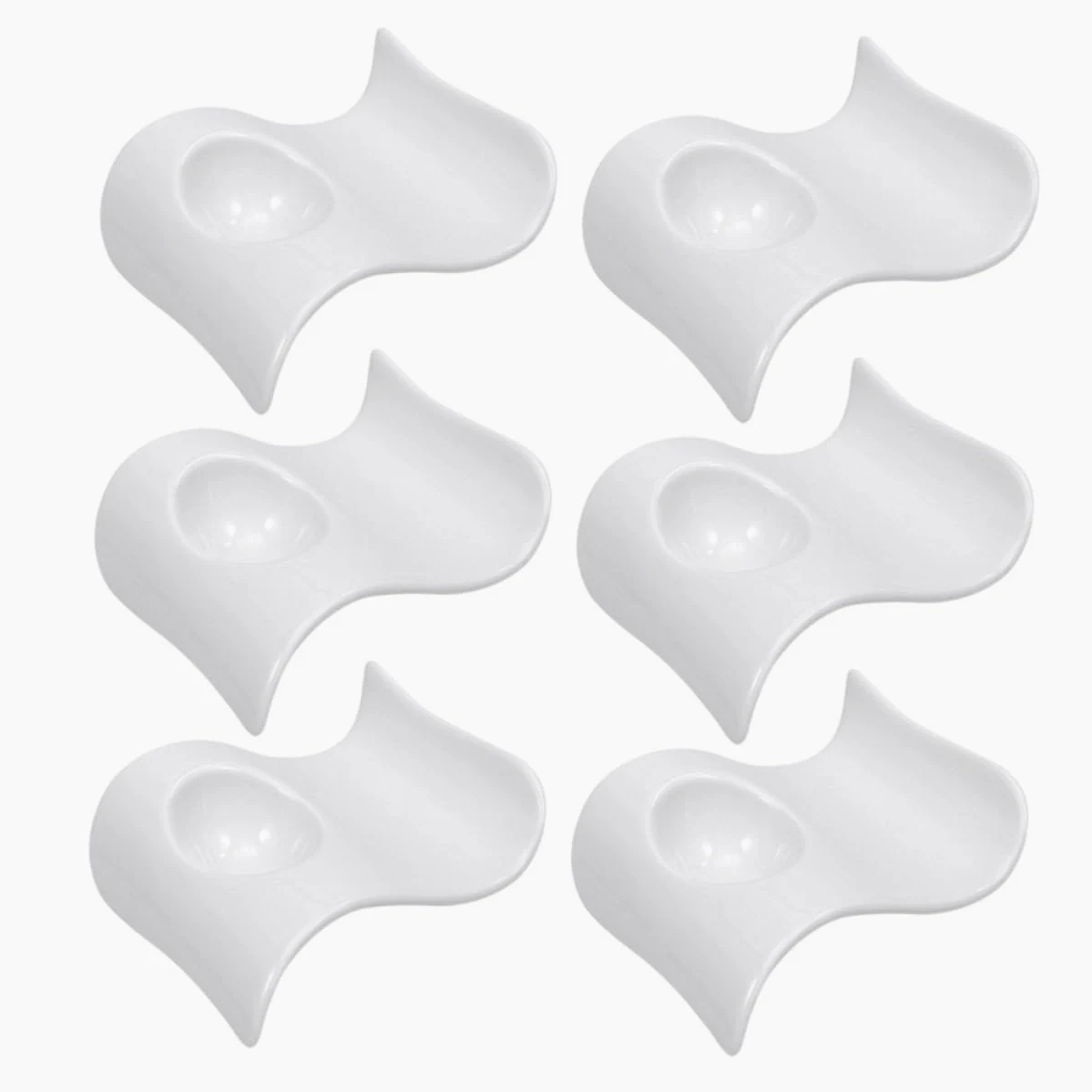 Ciieeo Coquetiers Créatifs 6 Pièces en Céramique Blanche pour Œufs | Format de Table Moderne, Lot de Six, Entretien Facile, Maintien des Œufs Durs Mini Amuse-bouches