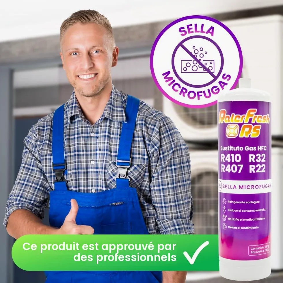 Gaz réfrigérant organique pour climatisation type Split Ralerfresh RS équivalent à 950 g, remplacement des gaz R410, R32, R407 et R22 (Bouteille + clé)