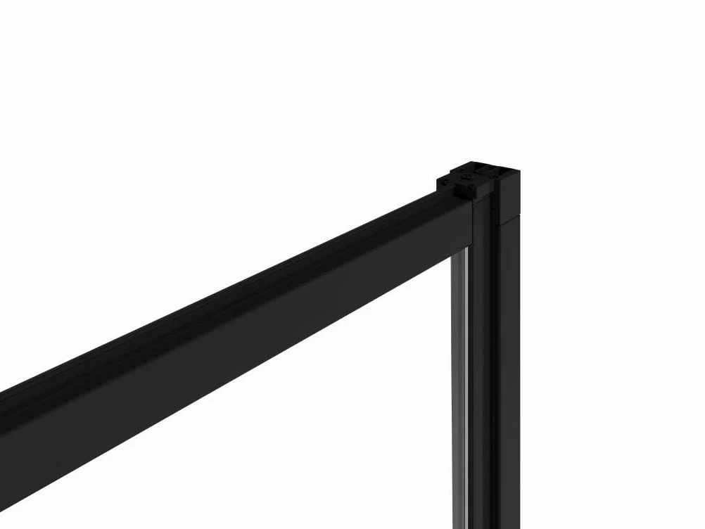 Vente-unique - Pare baignoire coulissant noir mat avec porte serviette - 120x140 cm - WAIMEA