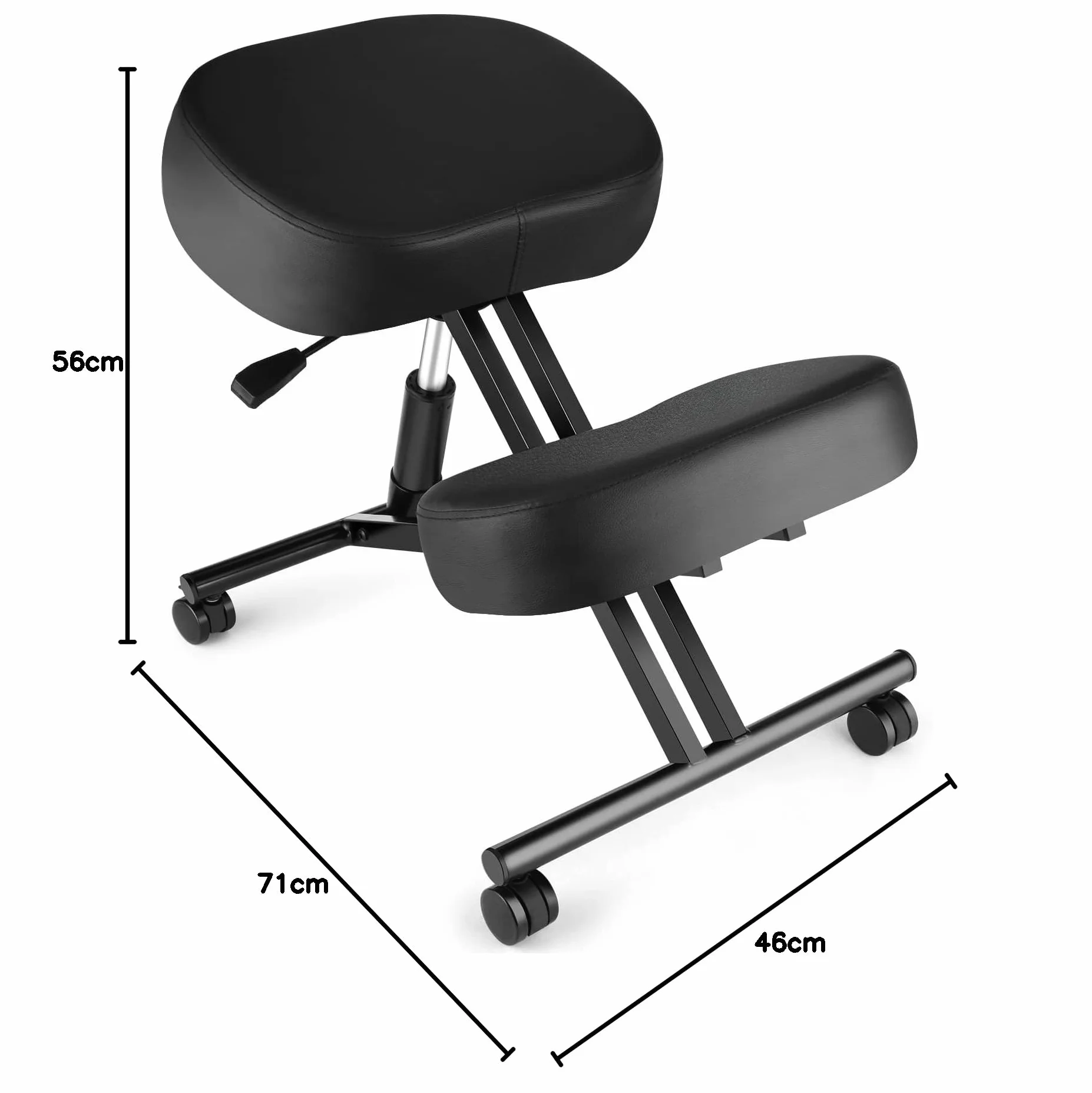 Himimi Chaise à Genoux, Ergonomique, réglable au Genou, pour la Posture, pour la Maison et Le Bureau, 57 x 46 x 70,99 cm; 7 kg, Hauteur réglable de 53,34 à 71,12 cm, Noir