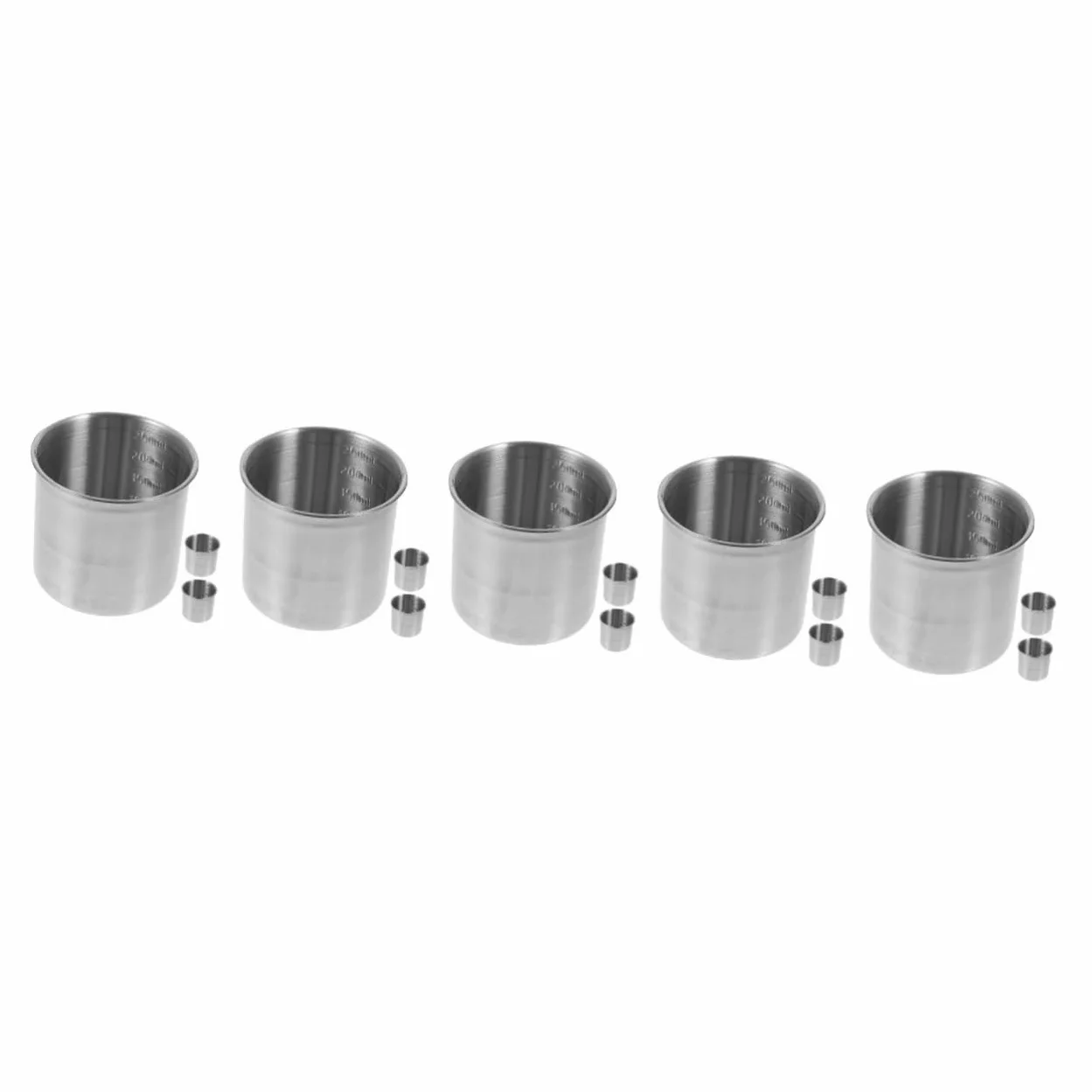 TOPBATHY Lot De 5 Tasses À Mesurer Robustes En Acier Inoxydable Récipients À Mesurer À Large Ouverture Pour 3 Pièces X 5