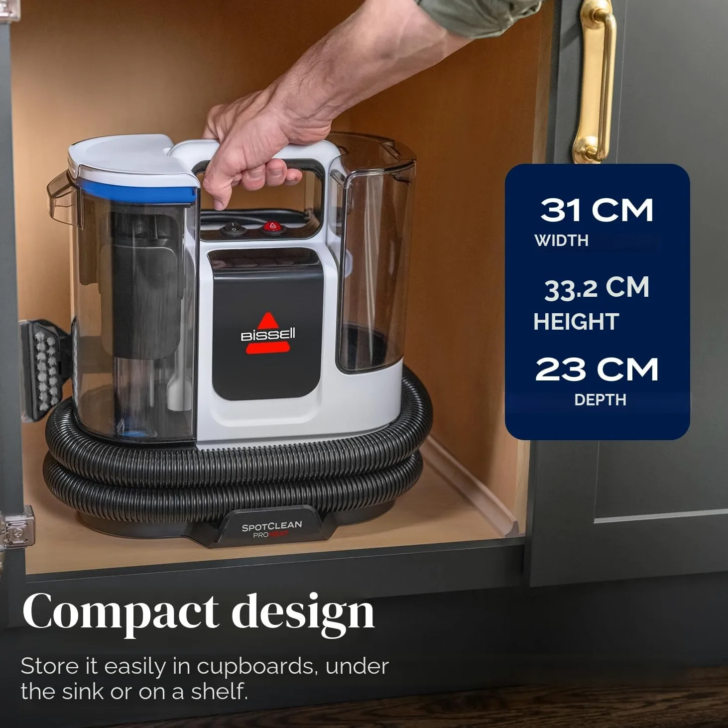 BISSELL SpotClean ProHeat Advanced, Shampouineuse, Shampouineuse Canapé Compact Multi-surfaces, Nettoyeur Canapé Tissu Moteur 1125W, Triple Nettoyage taches tenaces, Filaire, 3924N