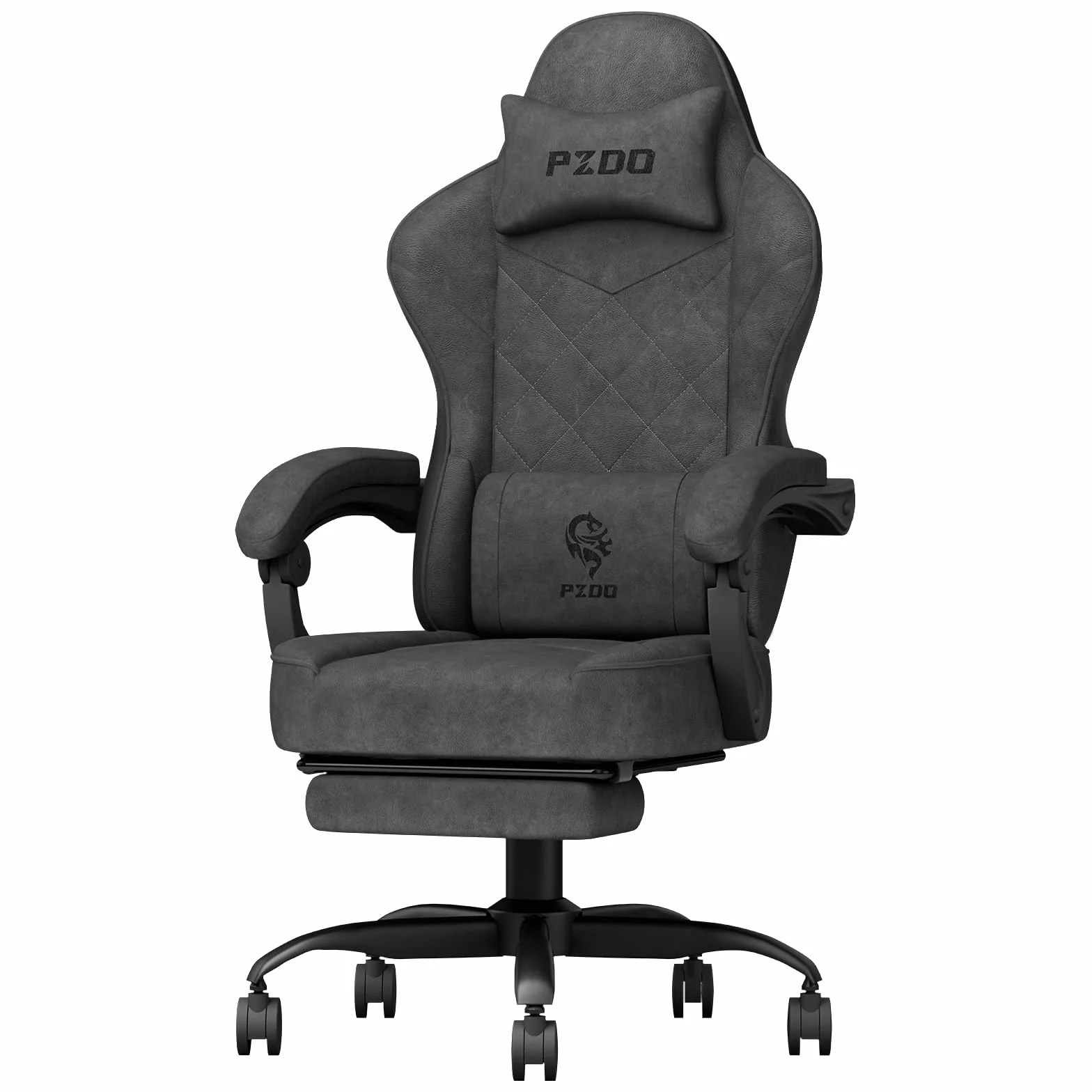 PZDO Chaise Gaming Bureau Ergonomique Chaise Gamer avec Tissu High-Tech, Siege Gaming avec Repose-Pieds, Rembourrée Gaming Chair, Fauteuil Gamer pour Adultes(Noir)