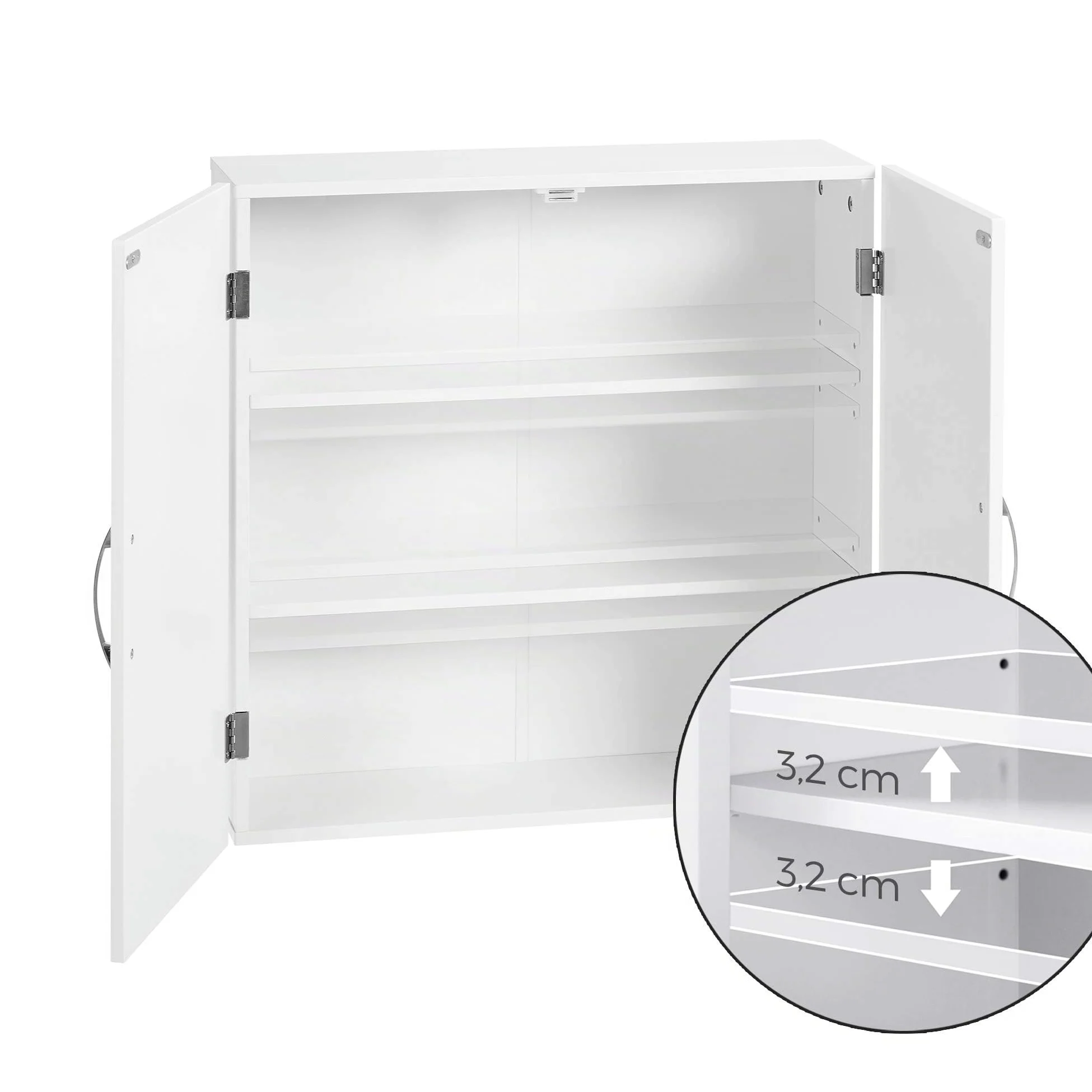 VASAGLE Armoire Murale pour Salle de Bain, Placard de Rangement Mural pour Salle de Bain, 18 x 60 x 60 cm, Armoire à Pharmacie avec Étagères Réglables, Blanc Nuage BBC320W01