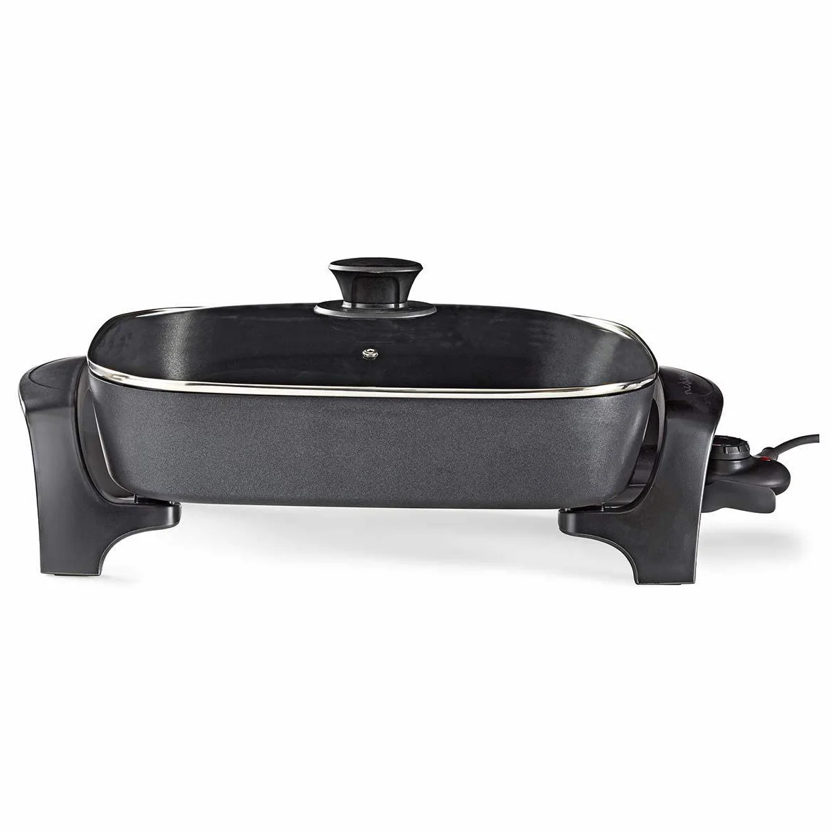 NEDIS Poêle à Frire Électrique - 2200 W - 7.0 L - Indicateur d'alimentation - Controle de la Température Réglable - 40 cm - Aluminium/Plastique - Noir FCSP110EBK40