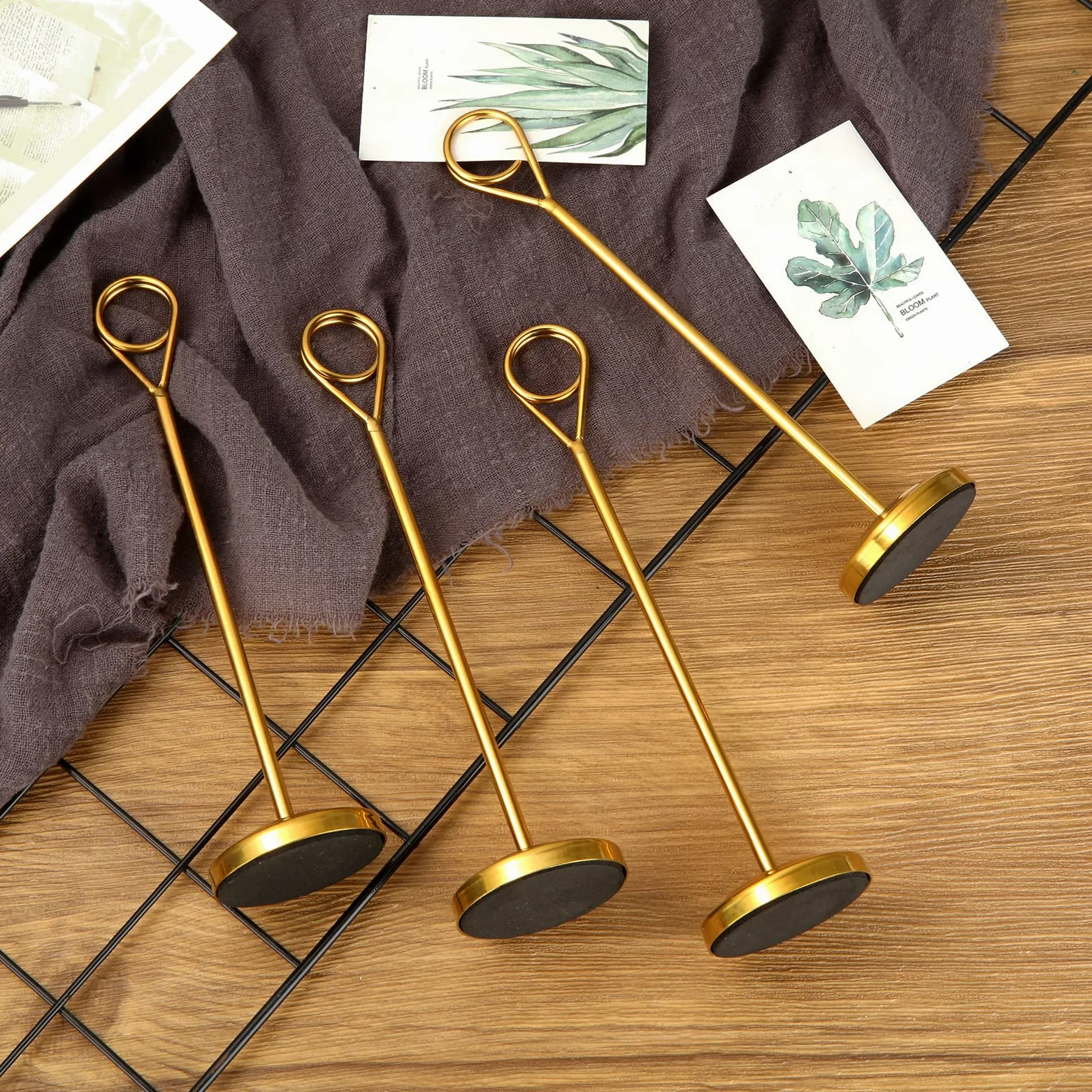 Lot de 6 supports de numéro de table dorés en acier inoxydable de 20,3 cm pour mariage, fête, restaurant, réception, menu et affichage de photos