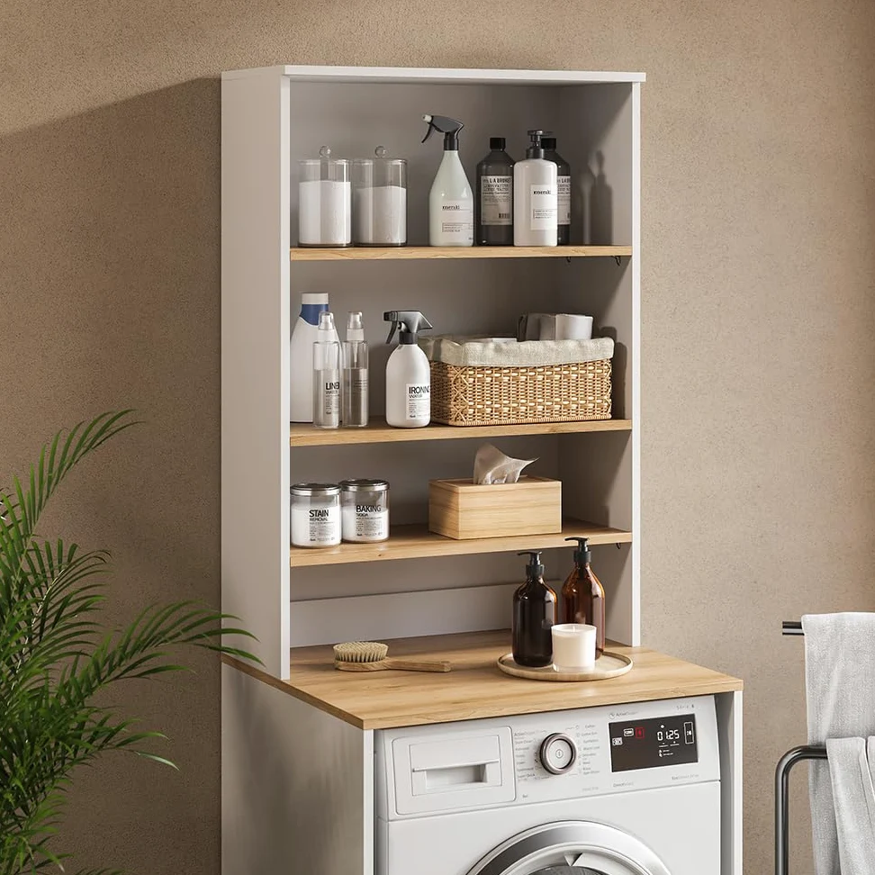 Vicco Armoire Murale Viktor, Blanc/Artisan, 68x100.4cm avec des étagères Ouvertes, à Monter au Mur pour Un Espace de Rangement supplémentaire dans la Salle de Bain