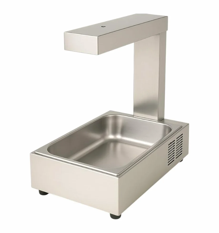 Chauffe-Frites Professionnel GN 1/1 – 1000W – Acier Inox – Chauffage Supérieur – Bac Fixe – 342x605x550 mm