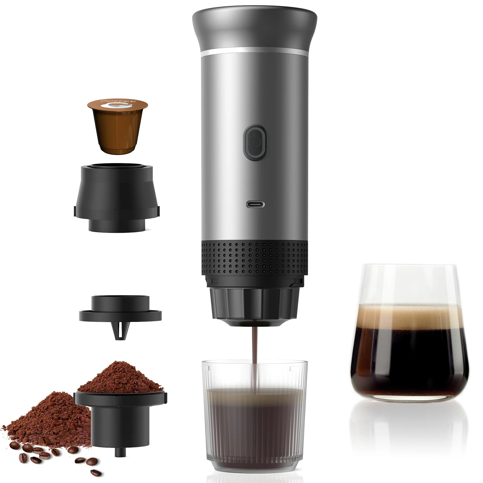 Vunzo Machine à expresso électrique, portable, auto-chauffante, avec USB-C, à capsule, mini machine à café de voyage, machine à café de camping