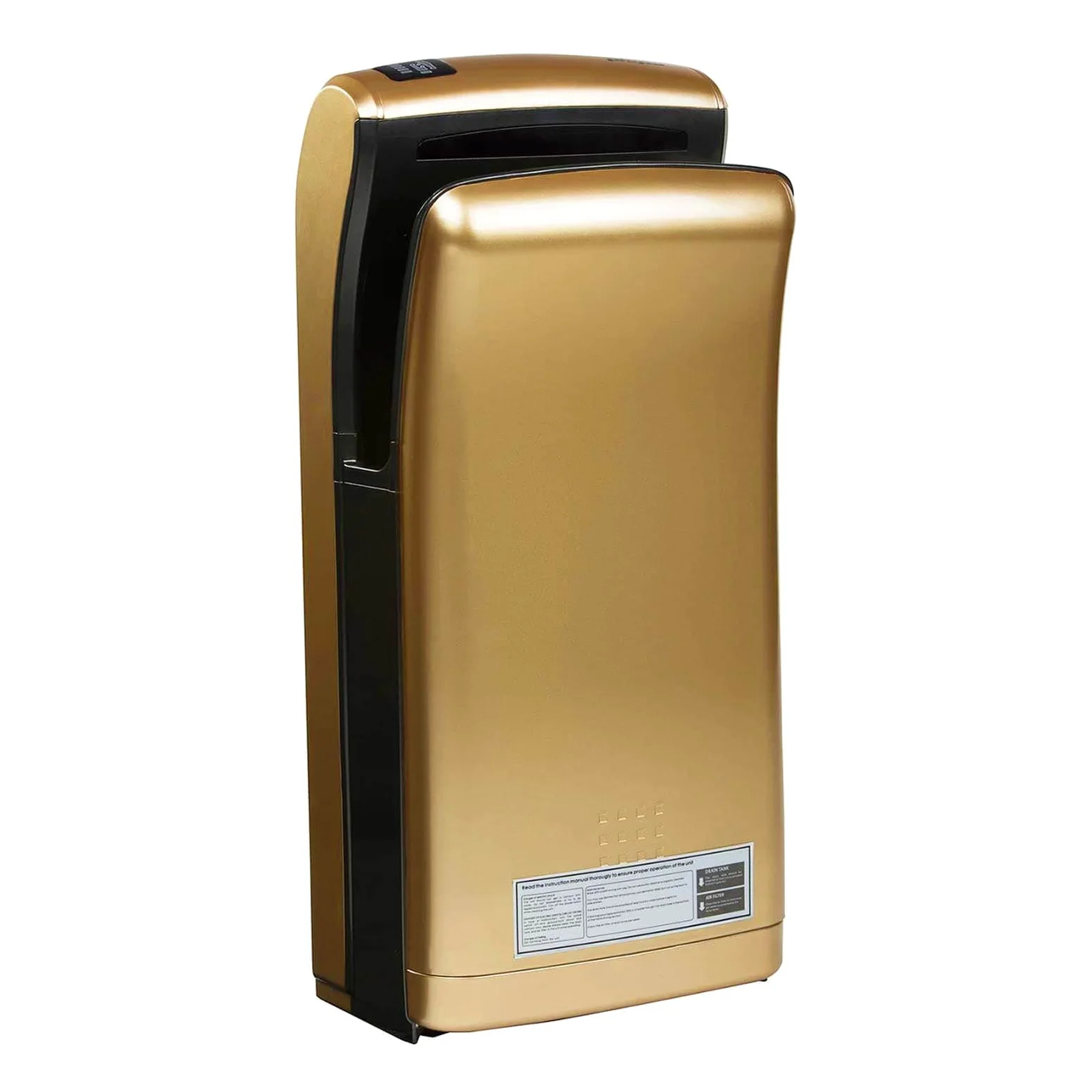 Physa Sèche-Mains Électrique Automatique Bari Gold (Temps de séchage 5 s, 32.000 TR/Min, Débit d'air [m/Sec] 90 m/s, Volume d'air 150 m³/h)