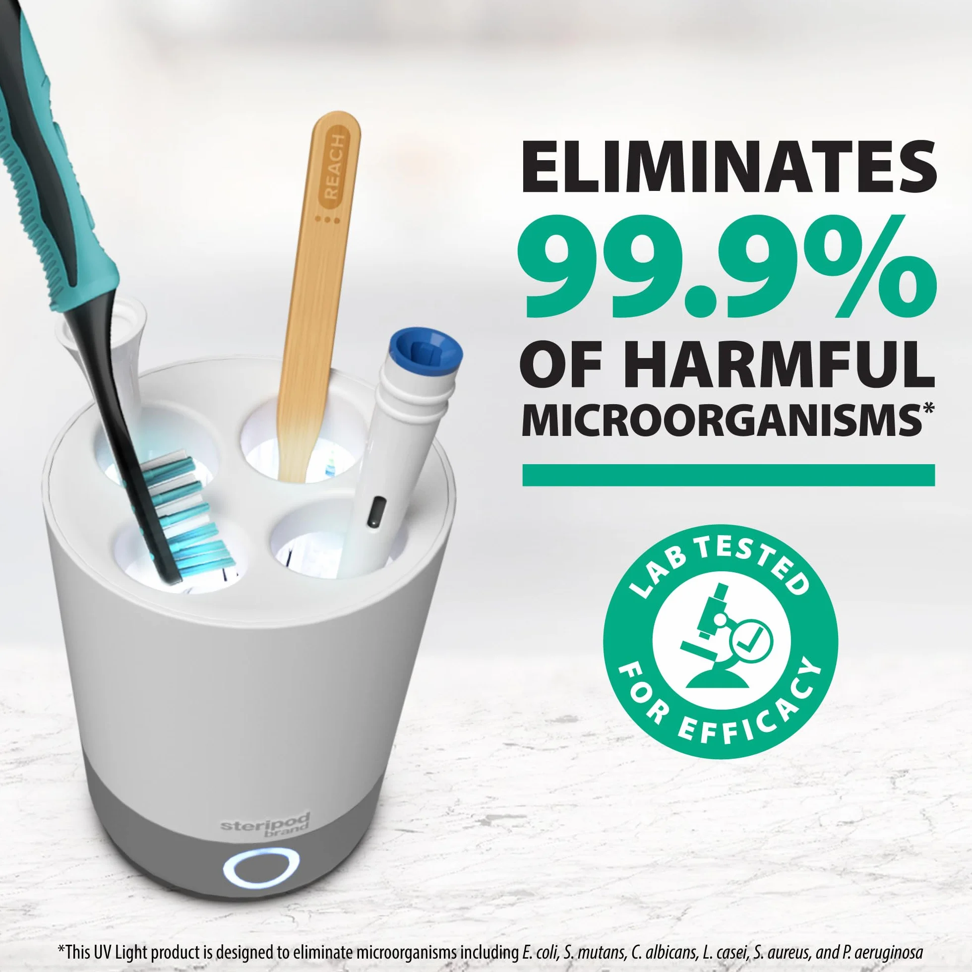 Steripod Désinfectant UV pour Brosse à Dents de comptoir - Réduit Les Micro-organismes nocifs, Support de Brosse à Dents et Station de Nettoyage - Peut contenir Quatre brosses à Dents