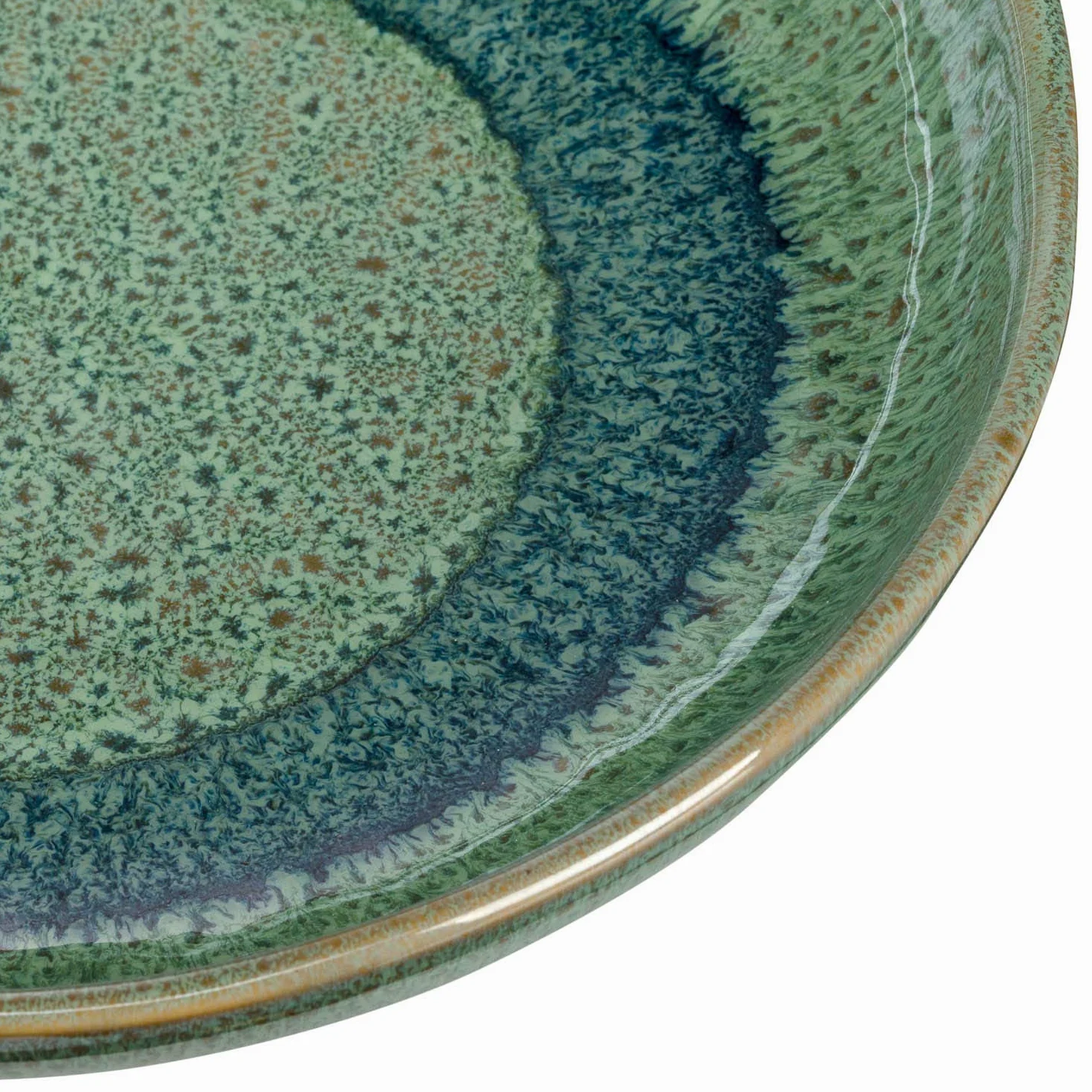 Leonardo Matera 026987 Lot de 2 assiettes creuses, en céramique, passent au lave-vaisselle, avec émail, 2 assiettes rondes en grès, en vert, diamètre : 20,7 cm