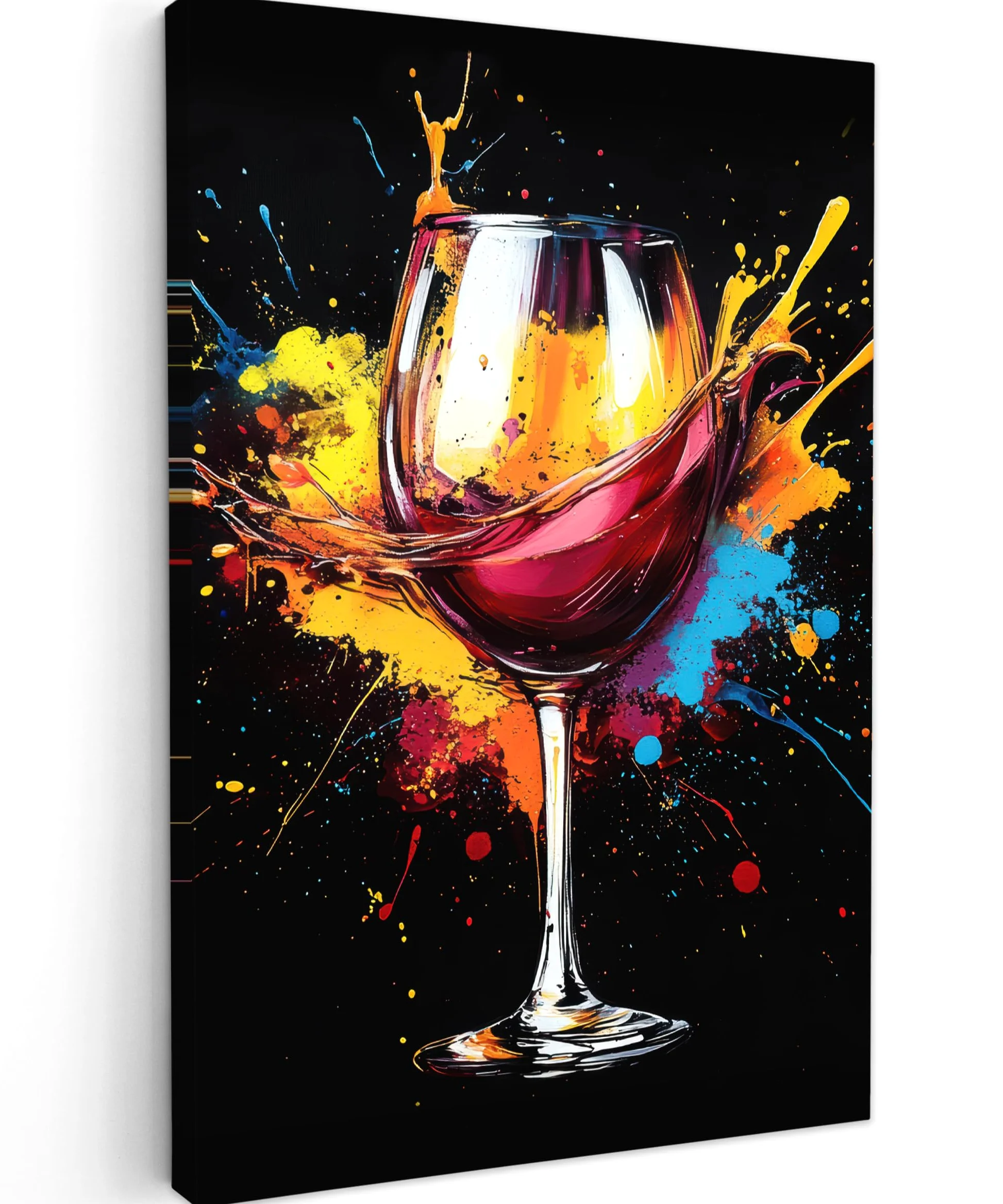 MuchoWow© Impression sur Toile Decoration Murale Peinture 60x90 cm Tableaux Decoratifs Muraux Déco Chambre Tableau Salon Vin - Verre - Graffiti - Apéritif - Rouge - Peinture
