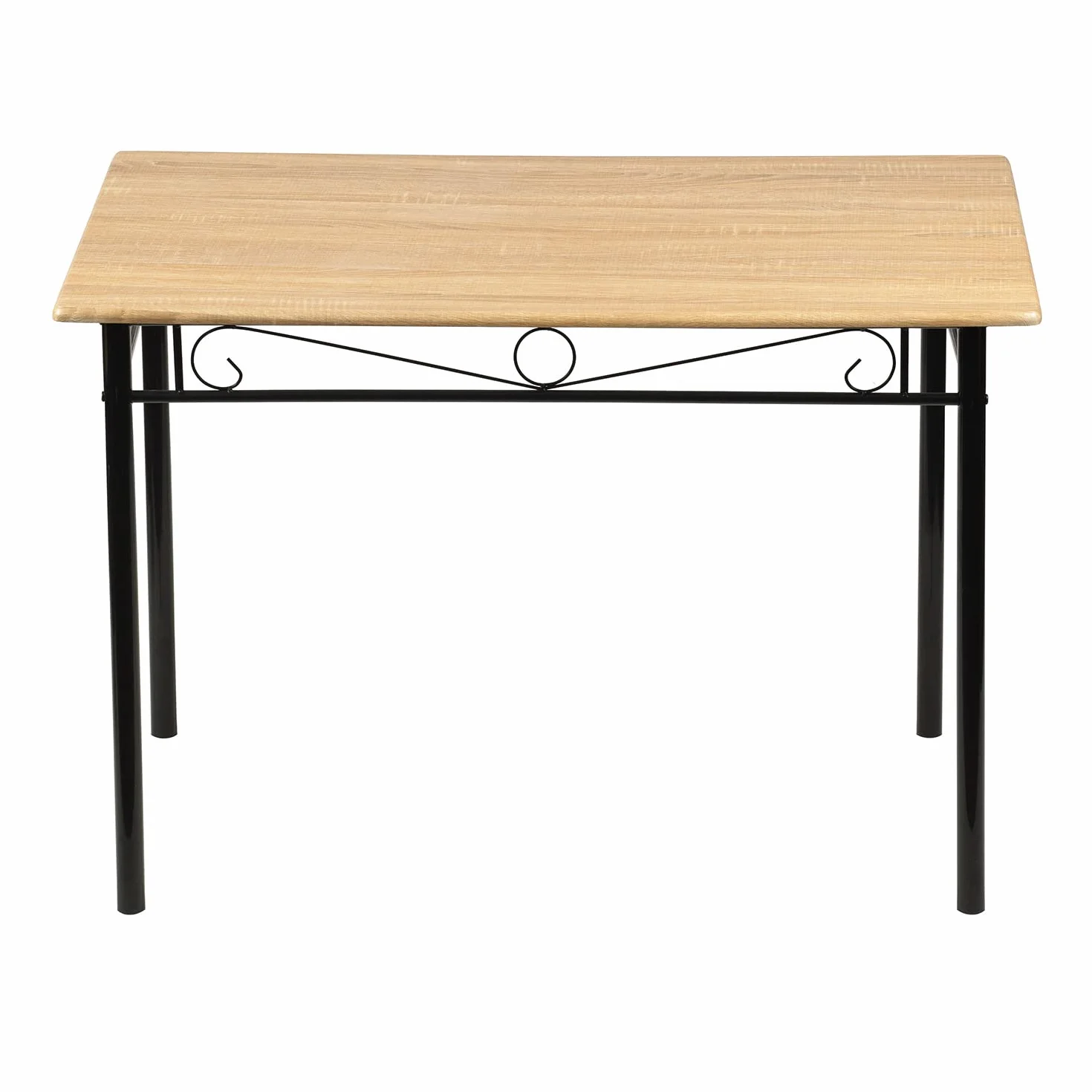 Ensemble Table et 4 Chaises, en Grain de Bois de Hêtre, Pieds en Métal Noir, pour Salle à Manger, Cuisine, Salon
