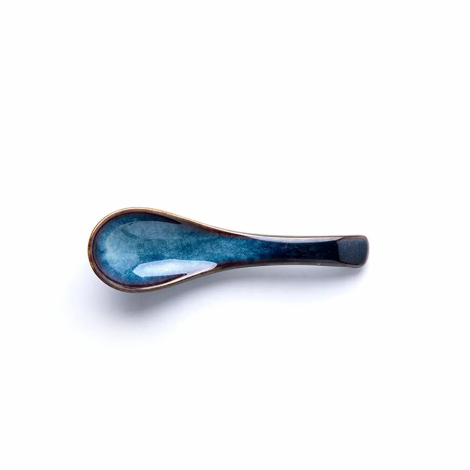 JINGYAN Cuillères 4 pcs/lot céramique ménage Soupe Scoop glaçure Bleu Mignon Manger des cuillères à Boire de cuillère cuillère Cuisine Cuisine