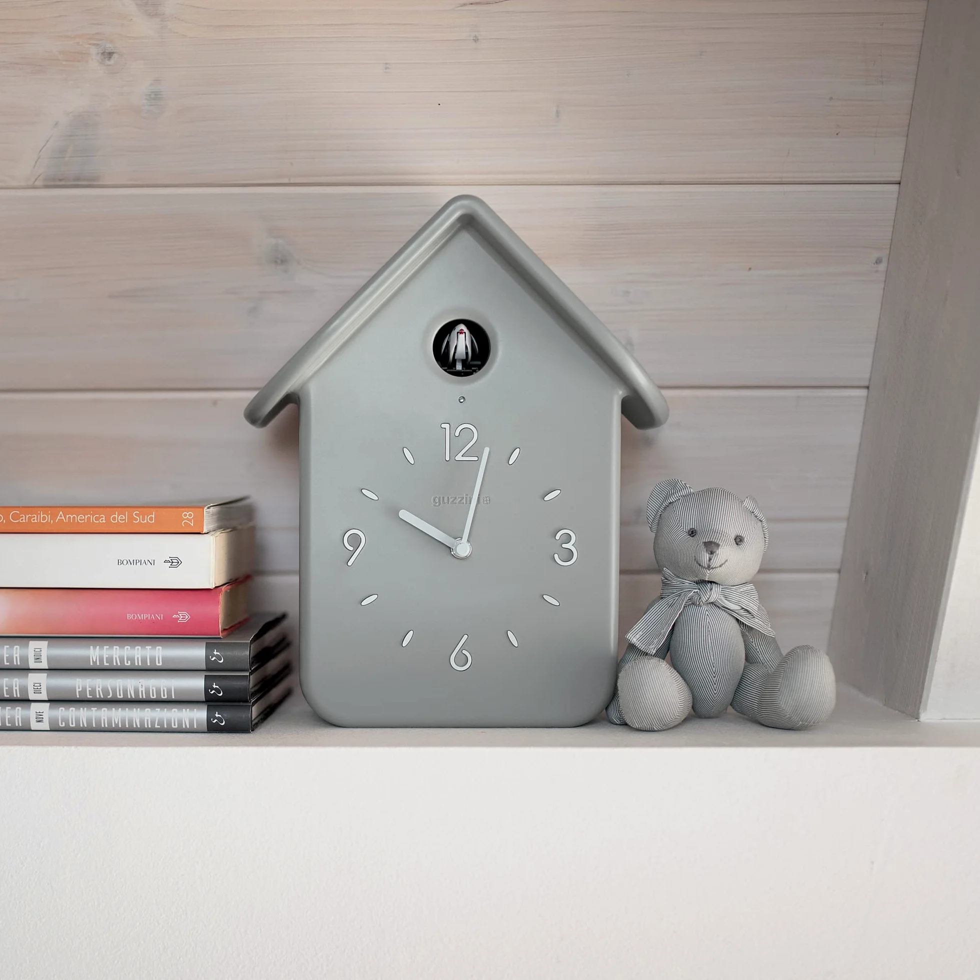 Guzzini - Home, QQ Coucou avec Pendule - Gris Clair, 24,8 x 12 x h39 cm - 16860208