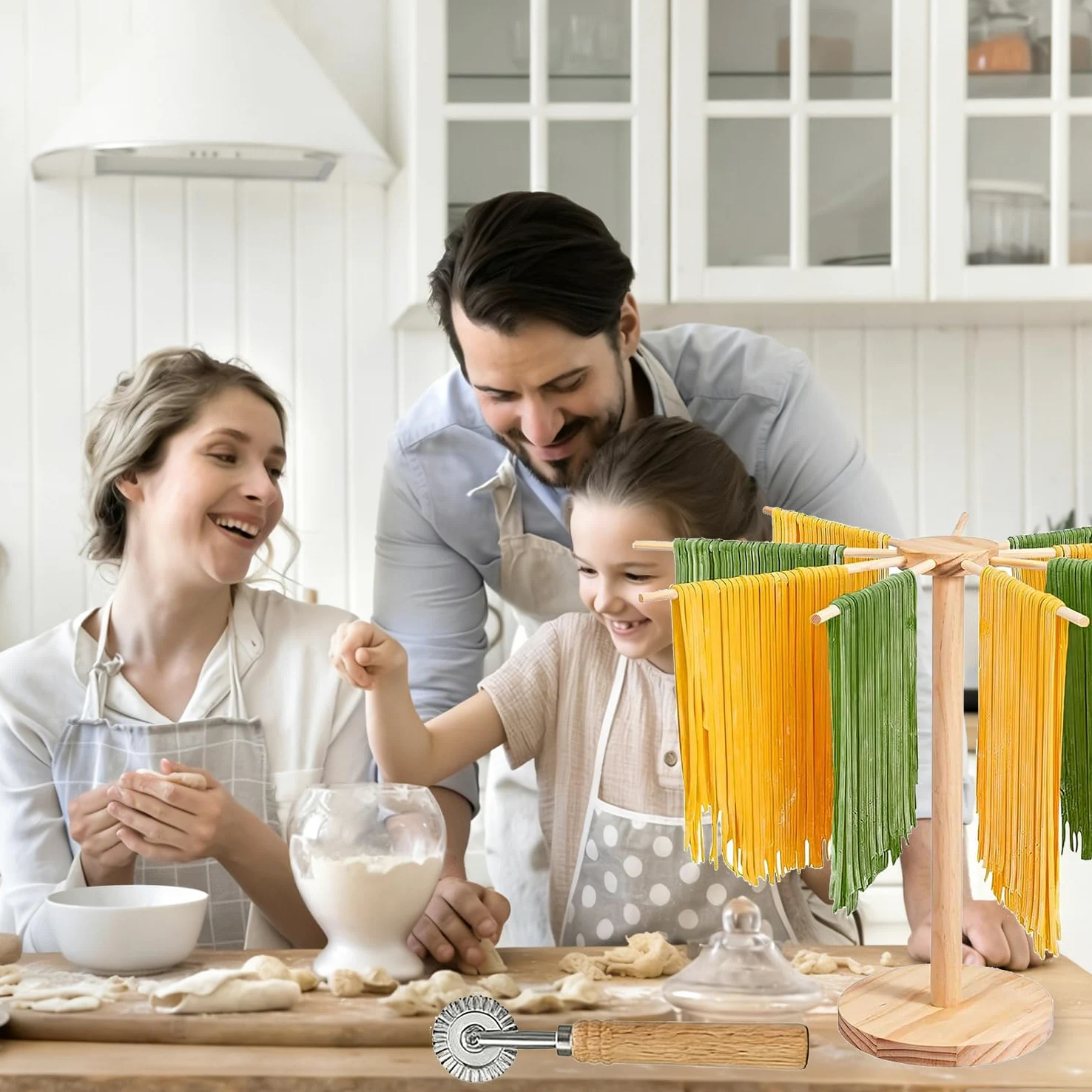 Lot de 12 machines à pâtes manuelles avec support de séchage des pâtes, rouleau à pâtes, planche à gnocchi, emporte-pièces pour ravioli, coupe-pâtes, kit de fabrication de pâtes