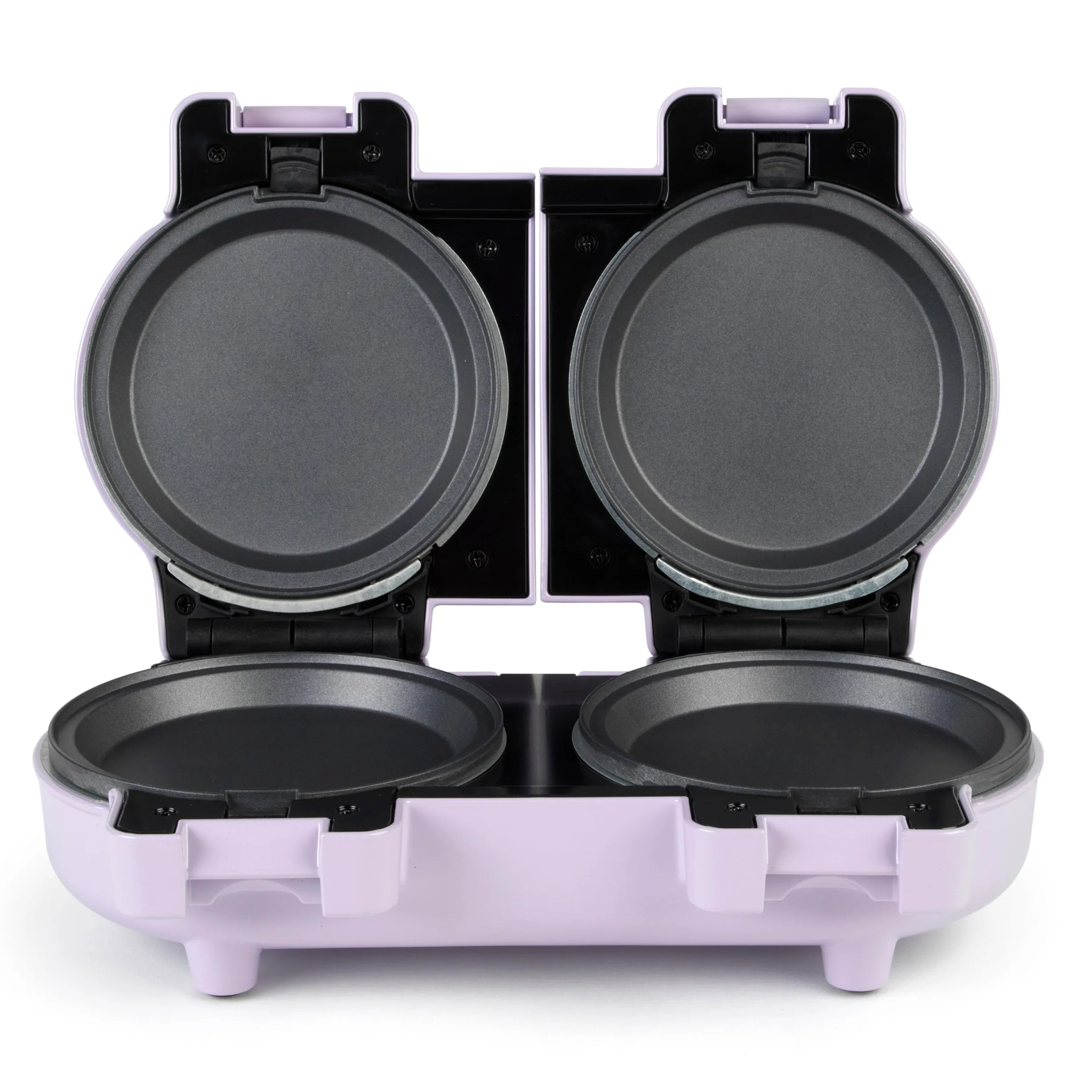 Giles & Posner Appareil de fabrication de snacks– plaques de cuisson amovibles antiadhésives, compact, inclut 4 plates pour omelettes et gâteaux, 4 à gaufres, violet pastel.