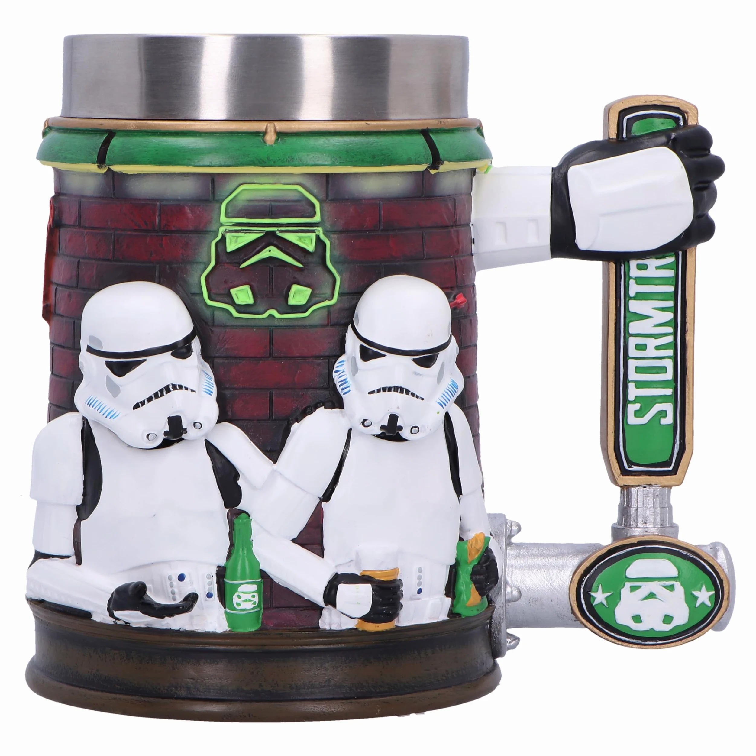 Nemesis Now Chope de bar Stormtrooper de 15,4 cm en résine, sous licence officielle Stormtrooper, design bar, poignée du robinet de bière, insert en acier inoxydable, coulée dans la meilleure résine,