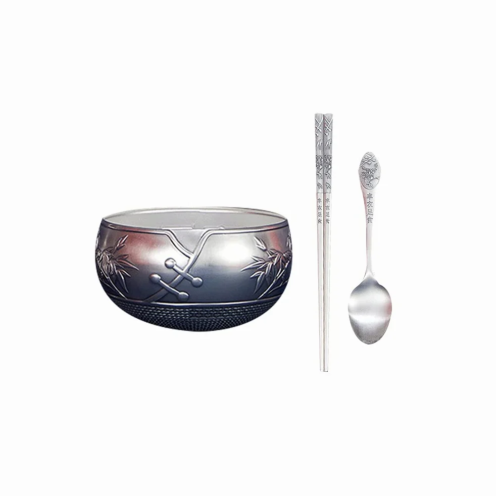 Bol de céréales en Argent Sterling, Bol à Soupe, Bol à Riz à Nouilles, Bol à Fruits de Dessert Salade, Convient en Cadeau, Ensemble de Trois pièces