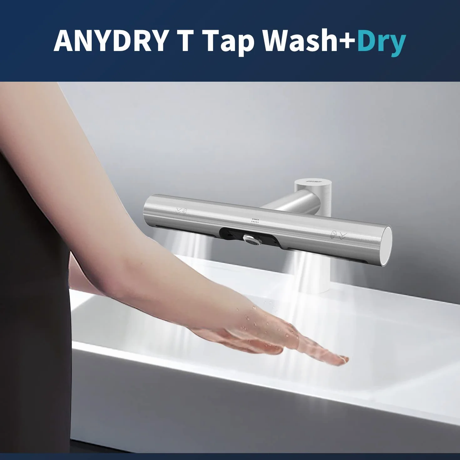 anydry 7120 Robinet Sèche-Mains Lavage et séchage Automatique en Un Seul Robinet Sèche-Mains Brossé