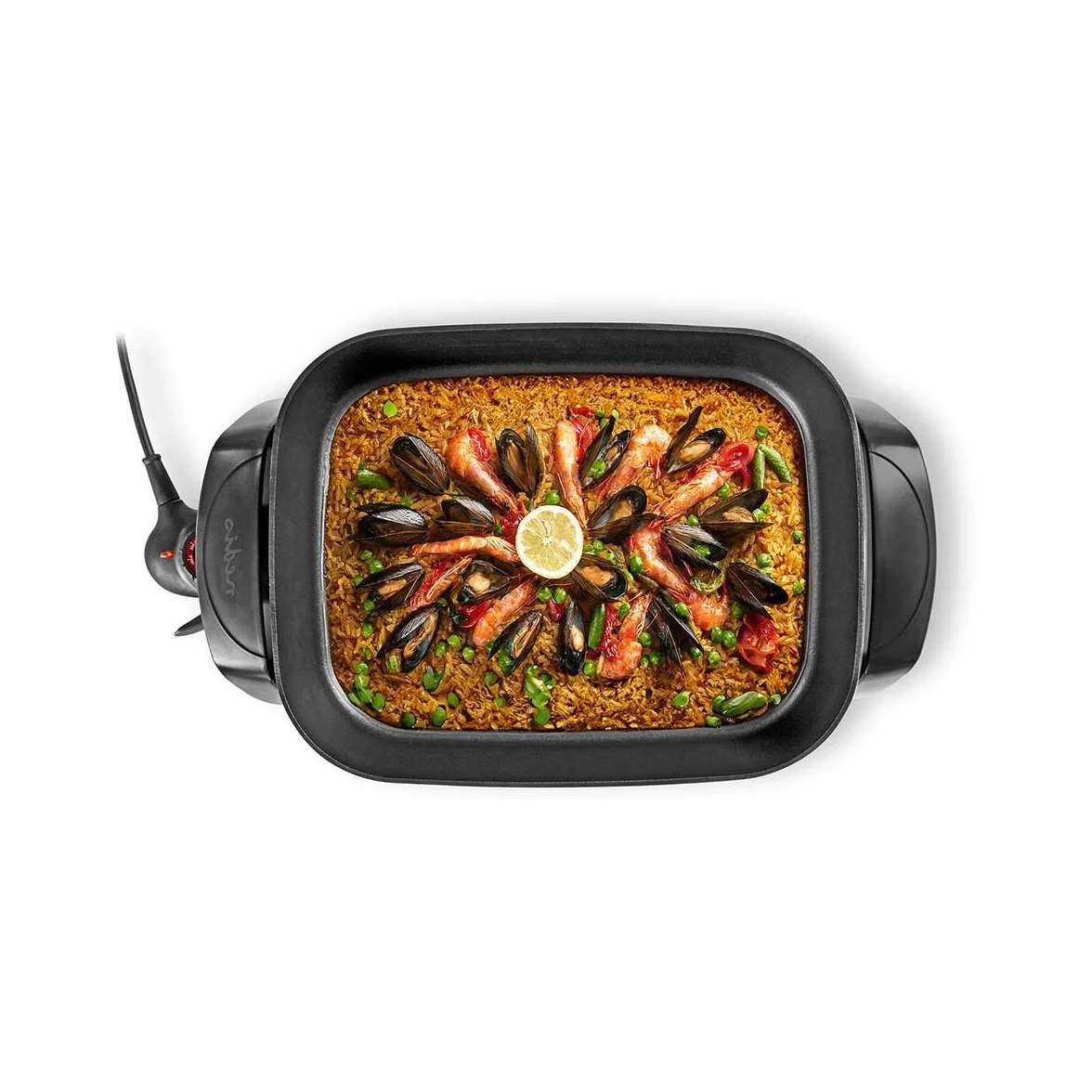 NEDIS Poêle à Frire Électrique - 2200 W - 7.0 L - Indicateur d'alimentation - Controle de la Température Réglable - 40 cm - Aluminium/Plastique - Noir FCSP110EBK40