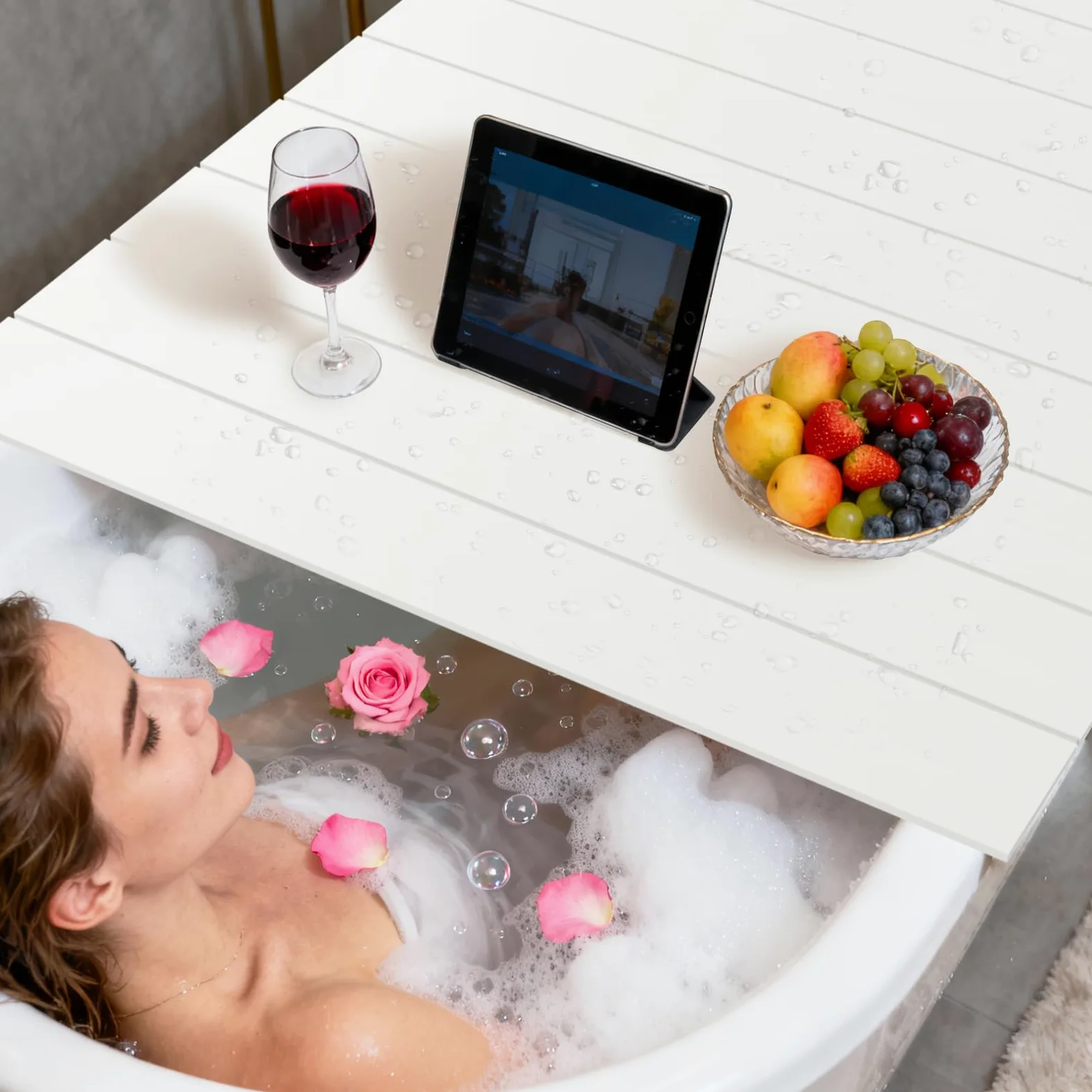 Couverture De Baignoire, Étanche Ponts D'isolation de Baignoire Anti-poussière Pliante Protège-poussière Support De Rangement, Blanc (Taille : 75cm x 170cm x 0.7cm)