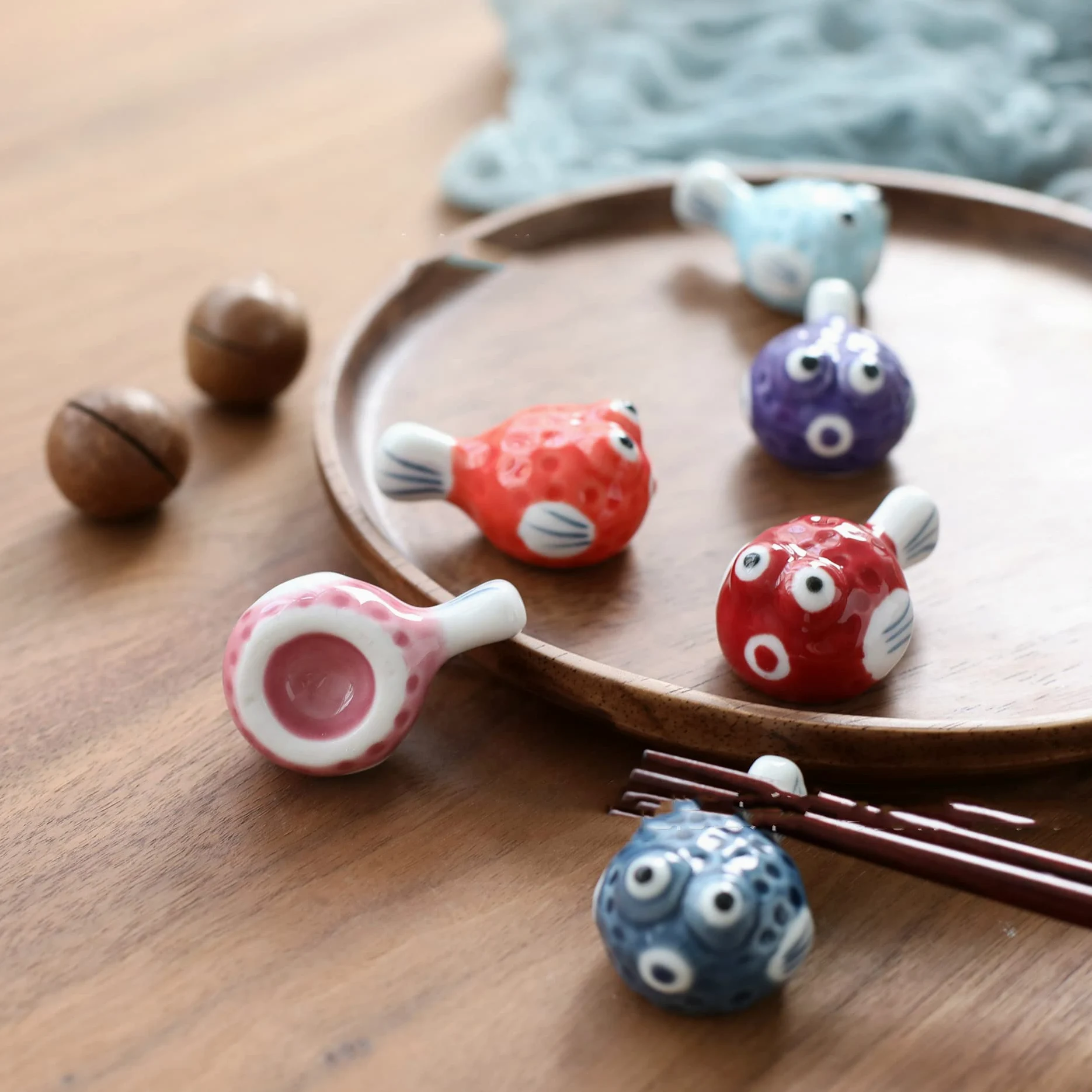 Support De Baguettes en Céramique De Couleur 6 Pièces, Porte-Couverts Créatif en Forme De Poisson, Table De Cuisine De Restaurant pour Couteau Et Fourchette