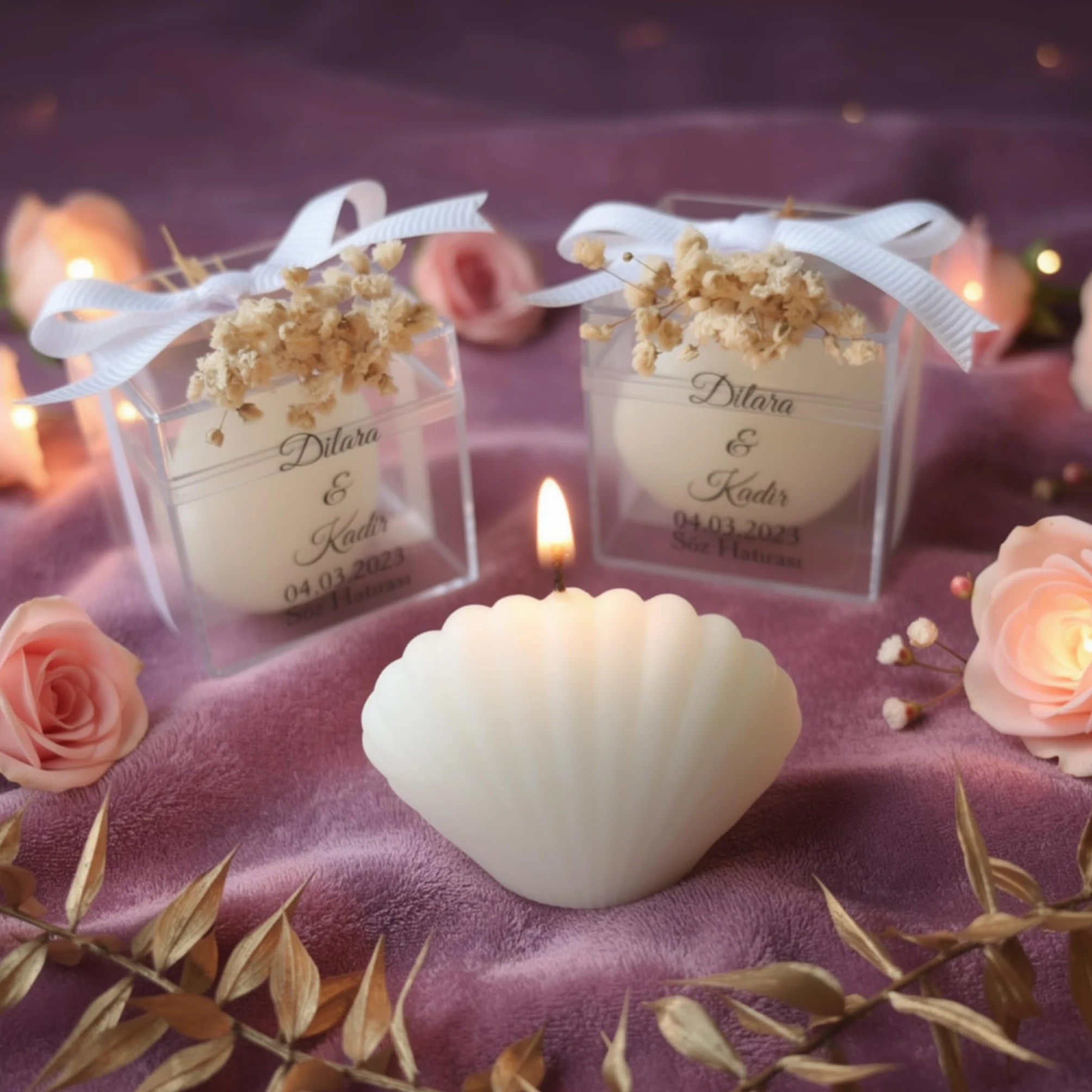 Lot de 50 bougies blanches élégantes en forme de coquillage pour mariages, fêtes prénatales et sur la plage, cadeaux de fête polyvalents