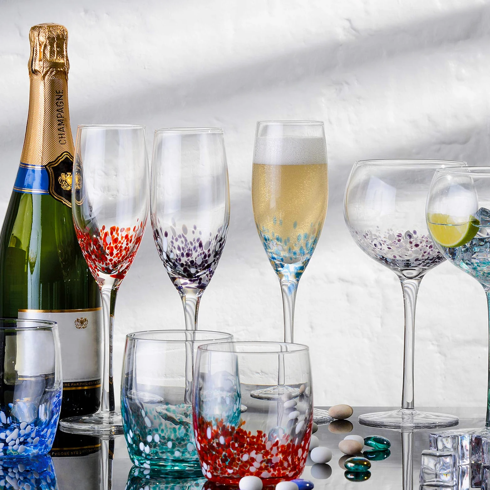 ASD10119 Flûte à mouchoir en verre, Multicolore