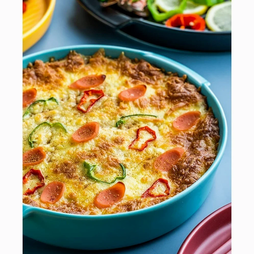 Plaque de cuisson antiadhésive Pizza Pan Céramique Pie Pan Oeuf Tart Pan Rond Pie Pan Cuisinière Panza Panza Panza Panque de cuisson four à cuire au four Moule à gâteau antiadhésif