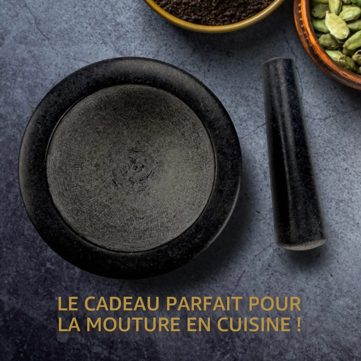 Silk Route Home Pilon et mortier en granit poli classique avec socle