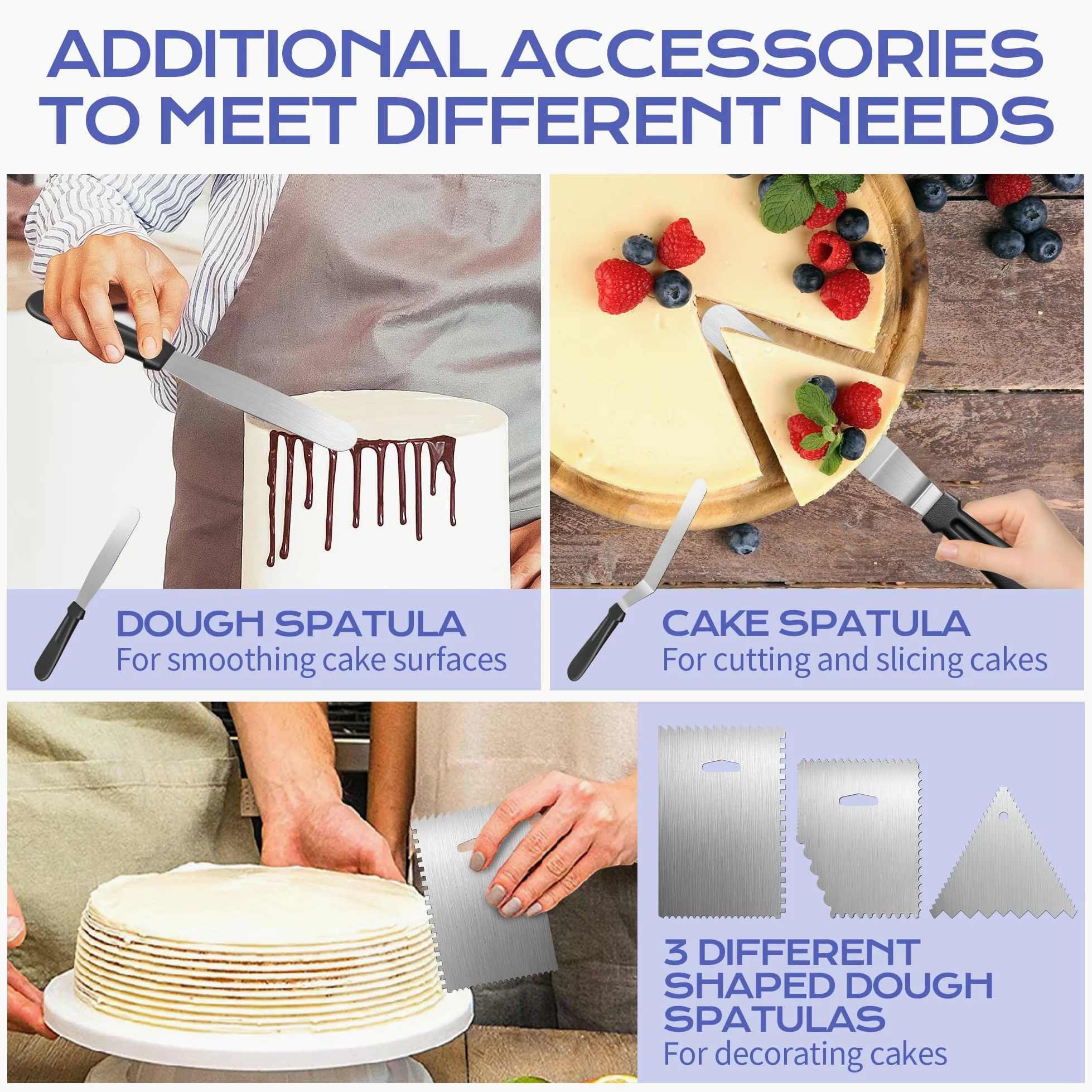 Plateau Tournant Patisserie en Aluminium - 31 cm, Kit Patisserie | Plateau Tournant pour Gâteaux, Douille Patisserie, Poches à Douille RéUtilisables, Grattoirs à Gâteaux, Spatules-36 Pièces