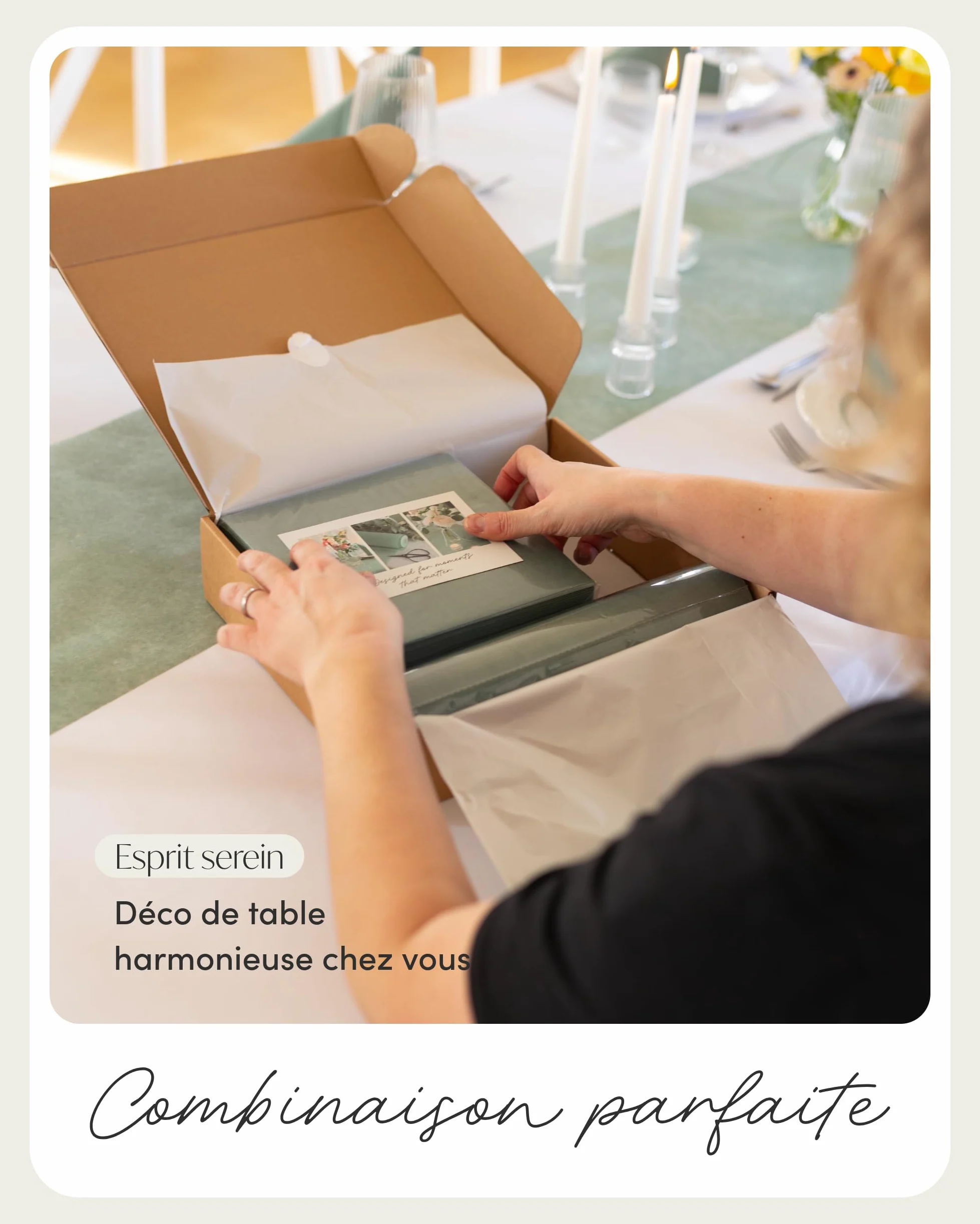 100% Mosel Kit de décoration de table – Vert Eucalyptus (25–50 Invités) | Chemin de Table en Intissé & Serviettes en Papier pour Mariage, Baptême, Communion & Anniversaire