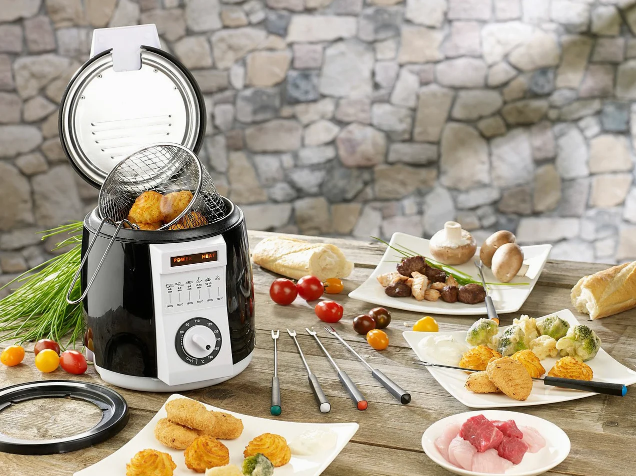 Rosenstein & Söhne Mini-friteuse avec service à fondue - 0,9 L