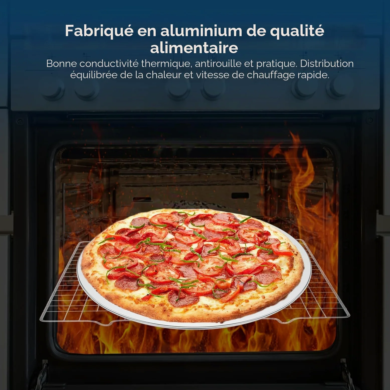 Lot de 6 grilles à pizza perforées antiadhésives de 30,5 cm - Rondes avec revêtement antiadhésif - Résistantes à la température - Réutilisables