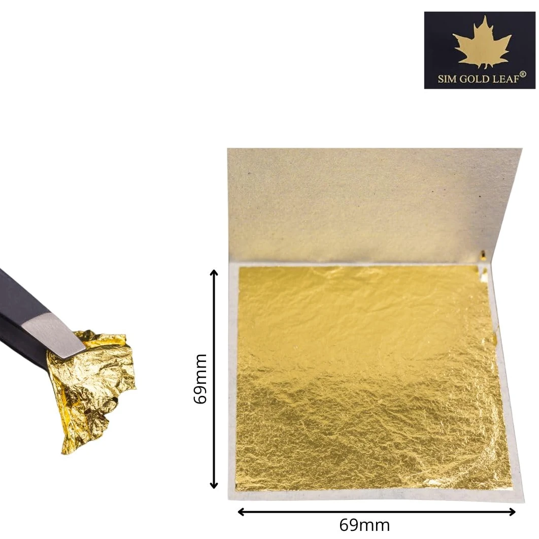 lot de 500 feuilles d'or 69mm X 69 mm 24 carats dans la base 100% veritable