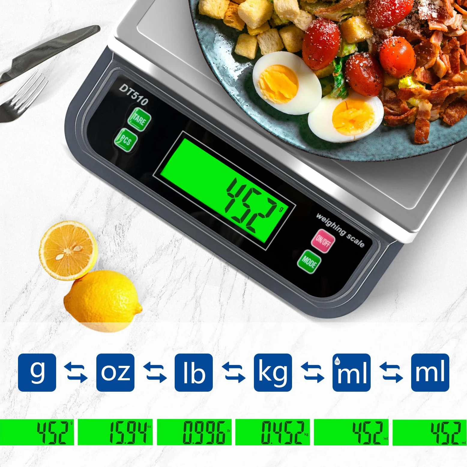 balance cuisine 40kg/1g Balance Professionnelle Acier Inoxydable Balance De Cuisine Professionnelle Avec Pcs Et Tare Fonction Balance Alimentaire Avec éCran LCD Et 6 UnitéS Pour PâTisserie