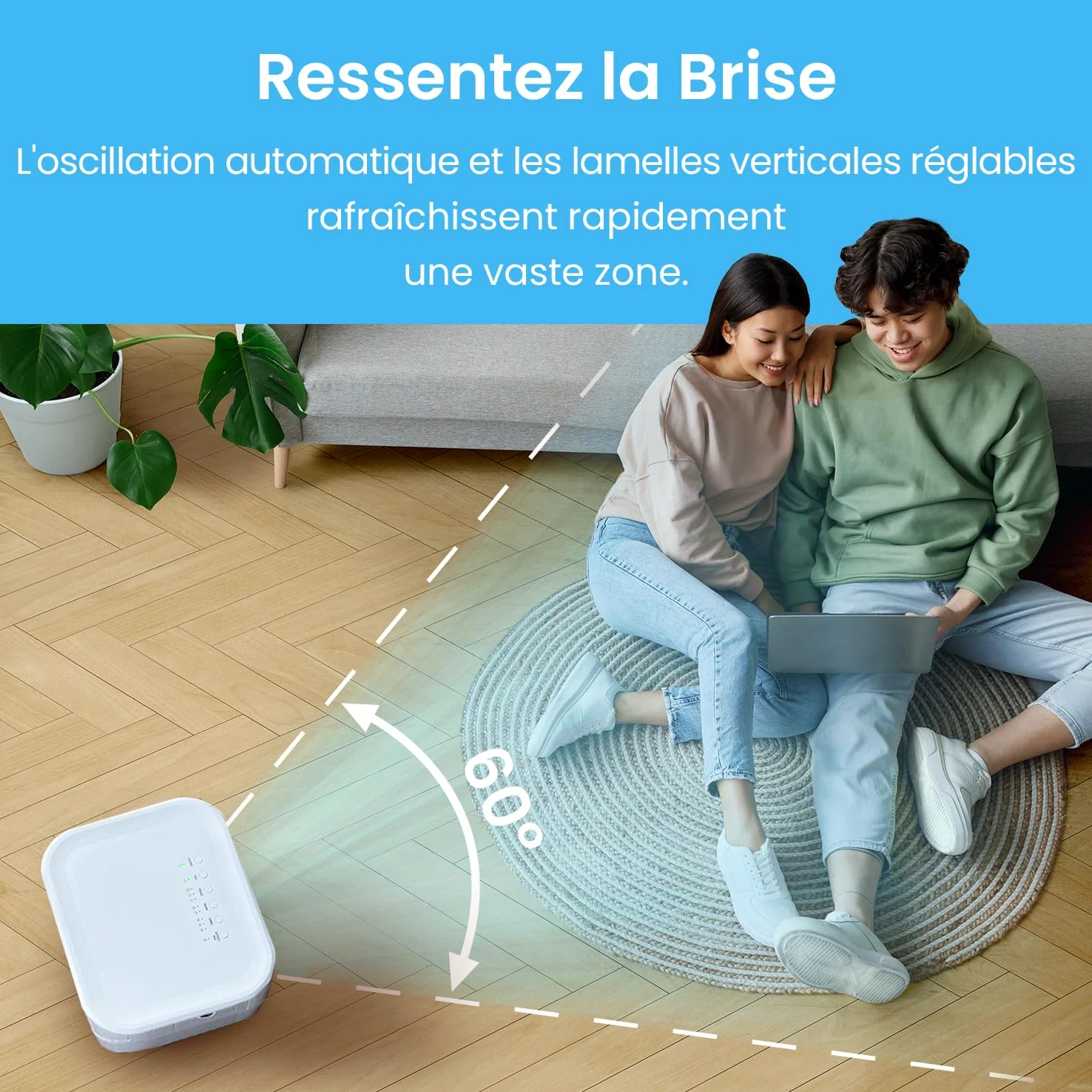 Pro Breeze Rafraîchisseur d’Air Portable 10L, Ventilateur, Humidificateur, 3 Vitesses, Télécommande - Refroidisseur par évaporation Puissant et Mobile avec Minuterie et Oscillation automatique