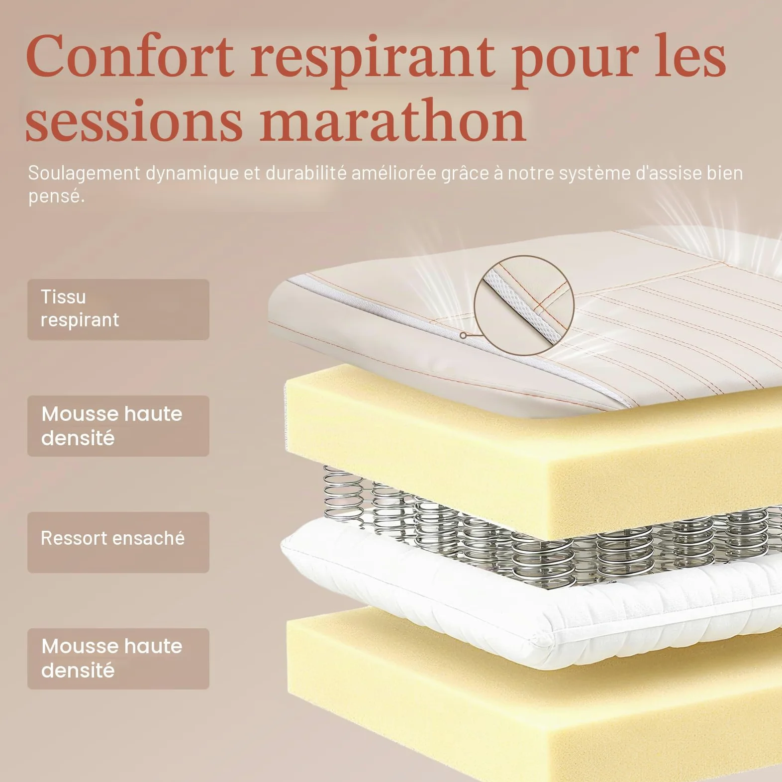 Dowinx Chaise de Jeu Ergonomique avec Coussin de Printemps et Support Lombaire de Massage, Fauteuil de Bureau en Cuir synthétique Blanc