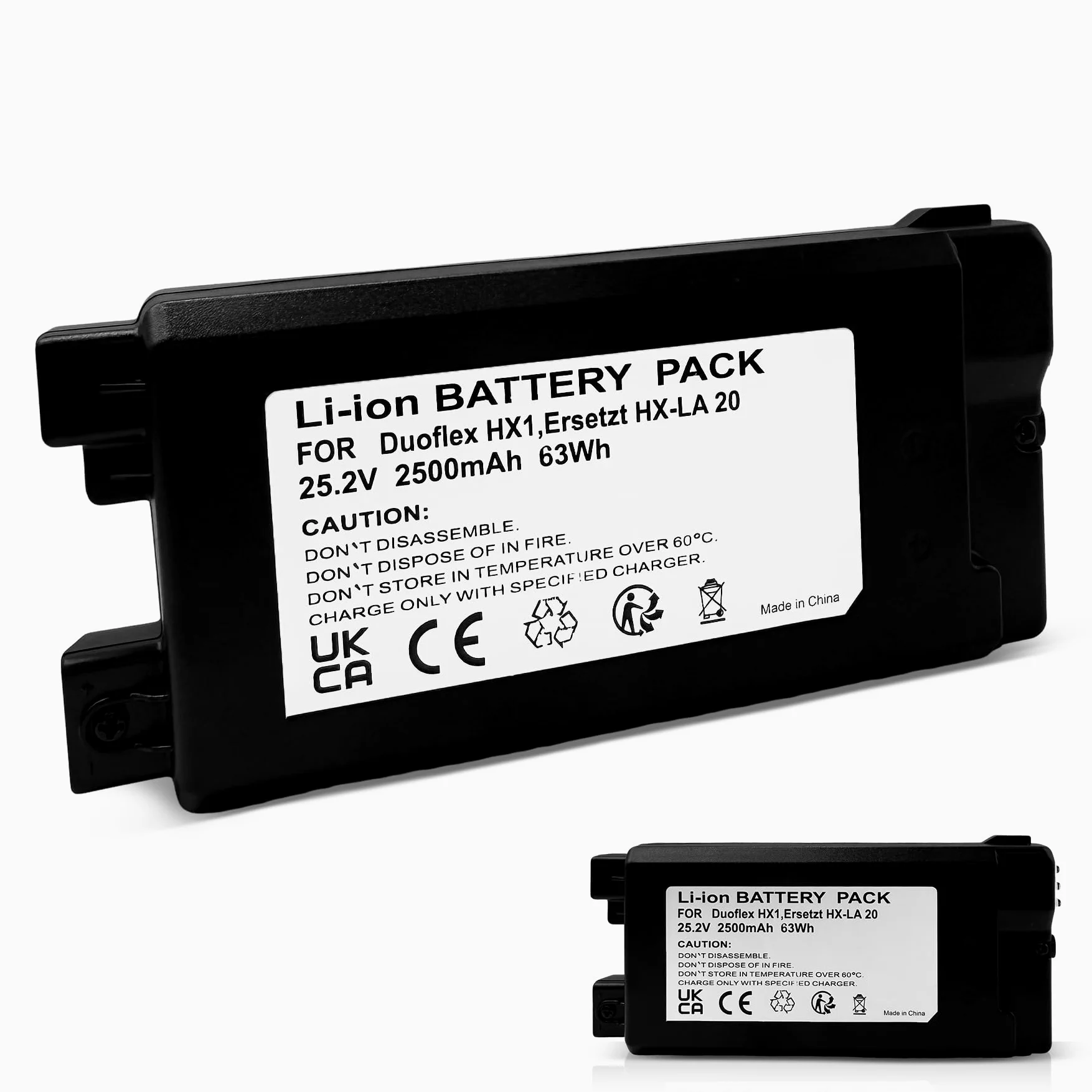 Batterie de rechange compatible avec aspirateur Miele Duoflex HX1 Basic, 25,2 V, 2500 mAh, 63 Wh, batterie lithium-ion de rechange pour modèle HX-LA 20 (pas pour HX-LA 21)