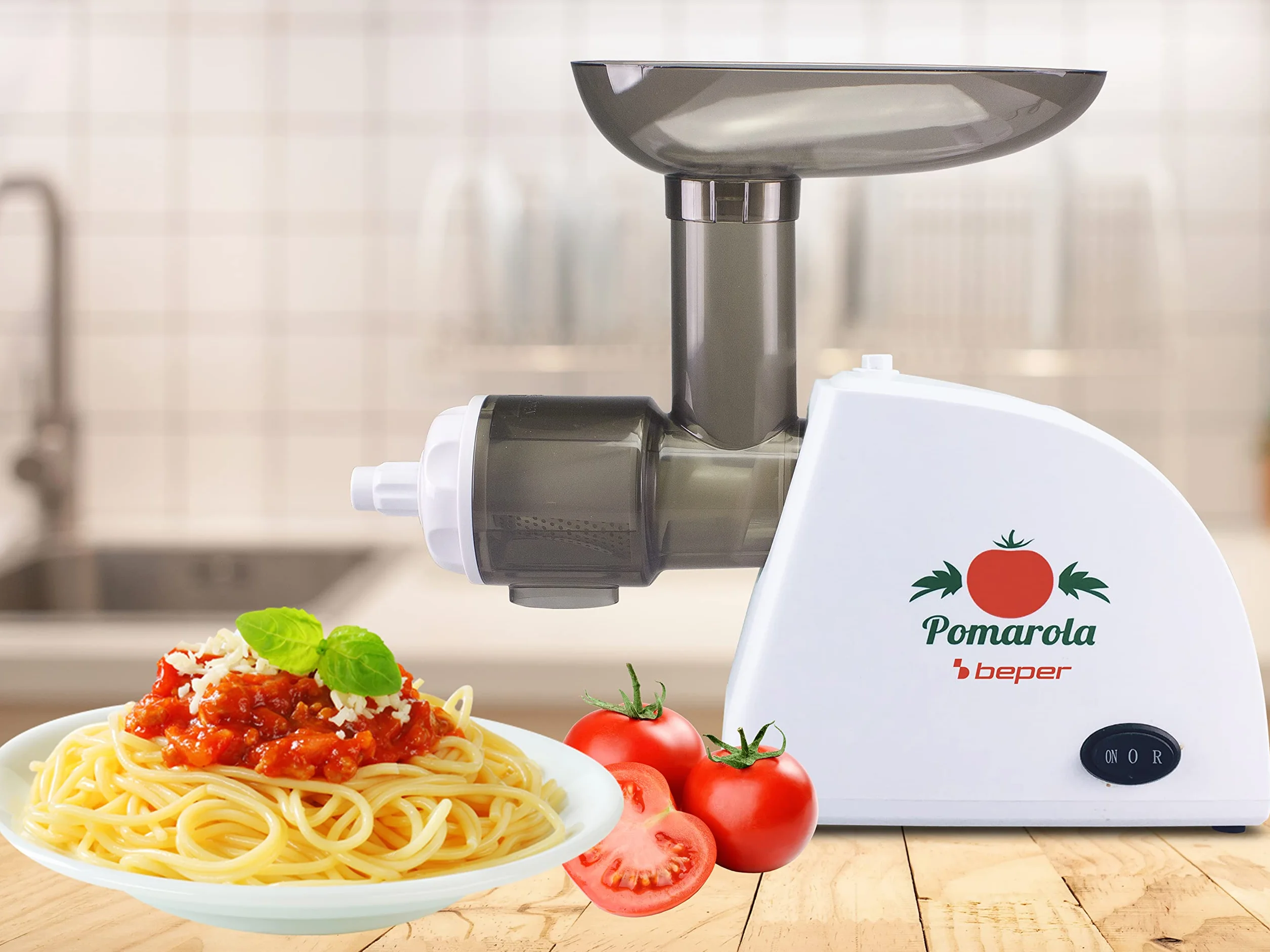 BEPER BP.720 Presse Tomates Electrique et Filtre, Blanc, 300 W