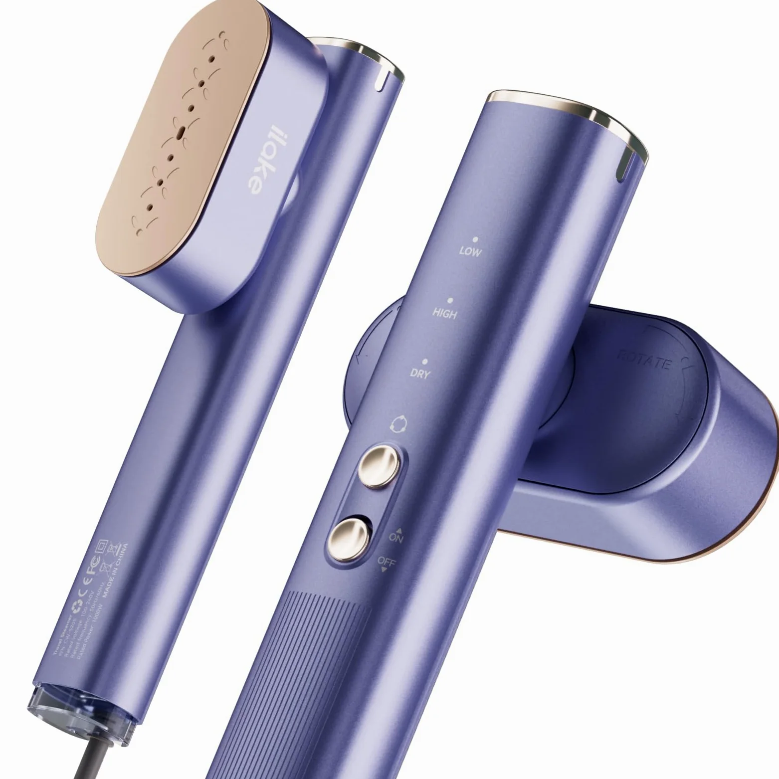Défroisseur vapeur portable 2 en 1 pour vêtements, 100-240 V double tension, réservoir d'eau de 1000 W et 120 ml, Blue
