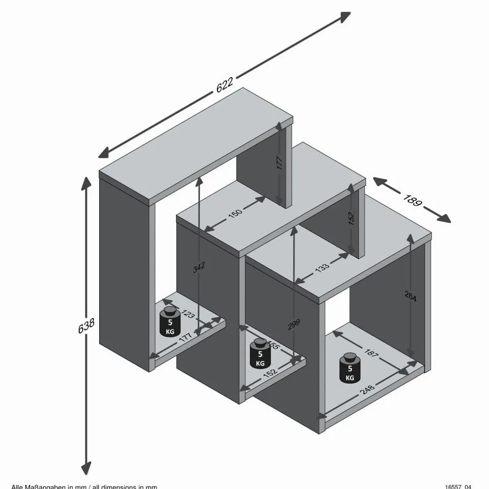 FMD Möbel 297-001_ei Fibi Étagère Murale avec 3 Compartiments Panneaux Mélaminiques Chêne 19 x 64 x 65,5 cm