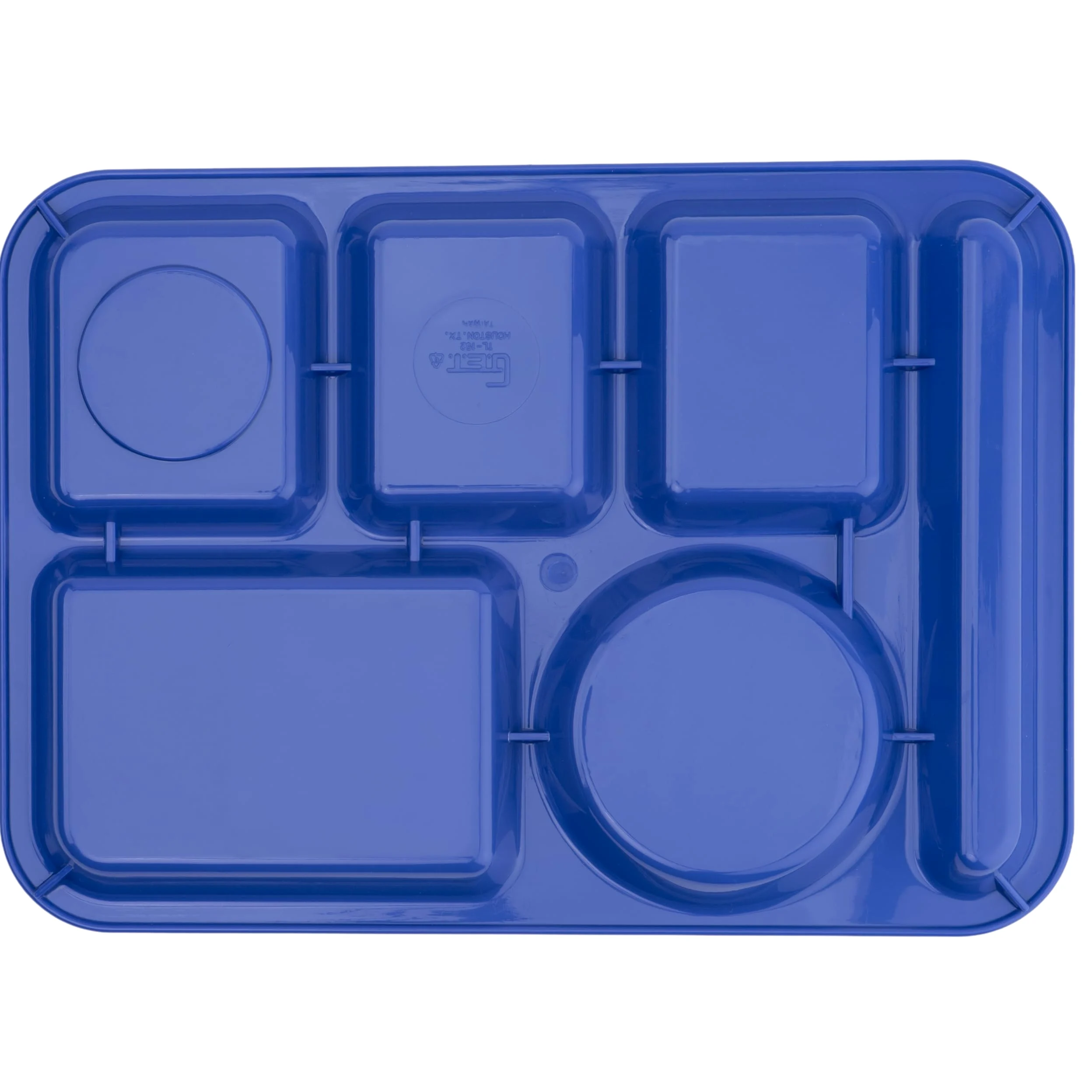 GET Plateau moderne en plastique bleu paon 4 compartiments pour école cafétéria, 25,4 x 35,6 cm