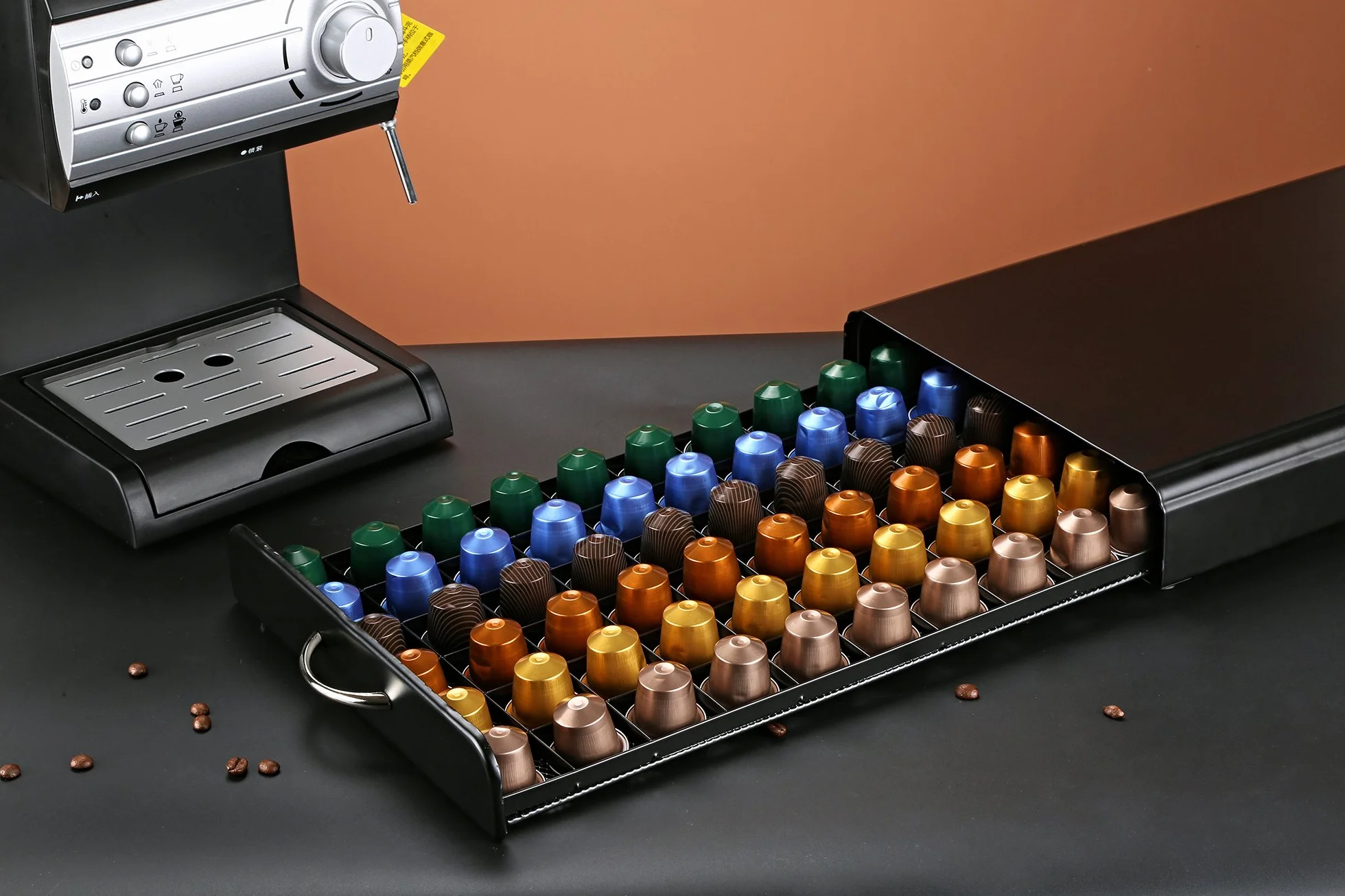 HiveNets Nespresso Porte Capsule de Café Pod Support de Tiroir de Rangement en Métal pour 60 Pcs